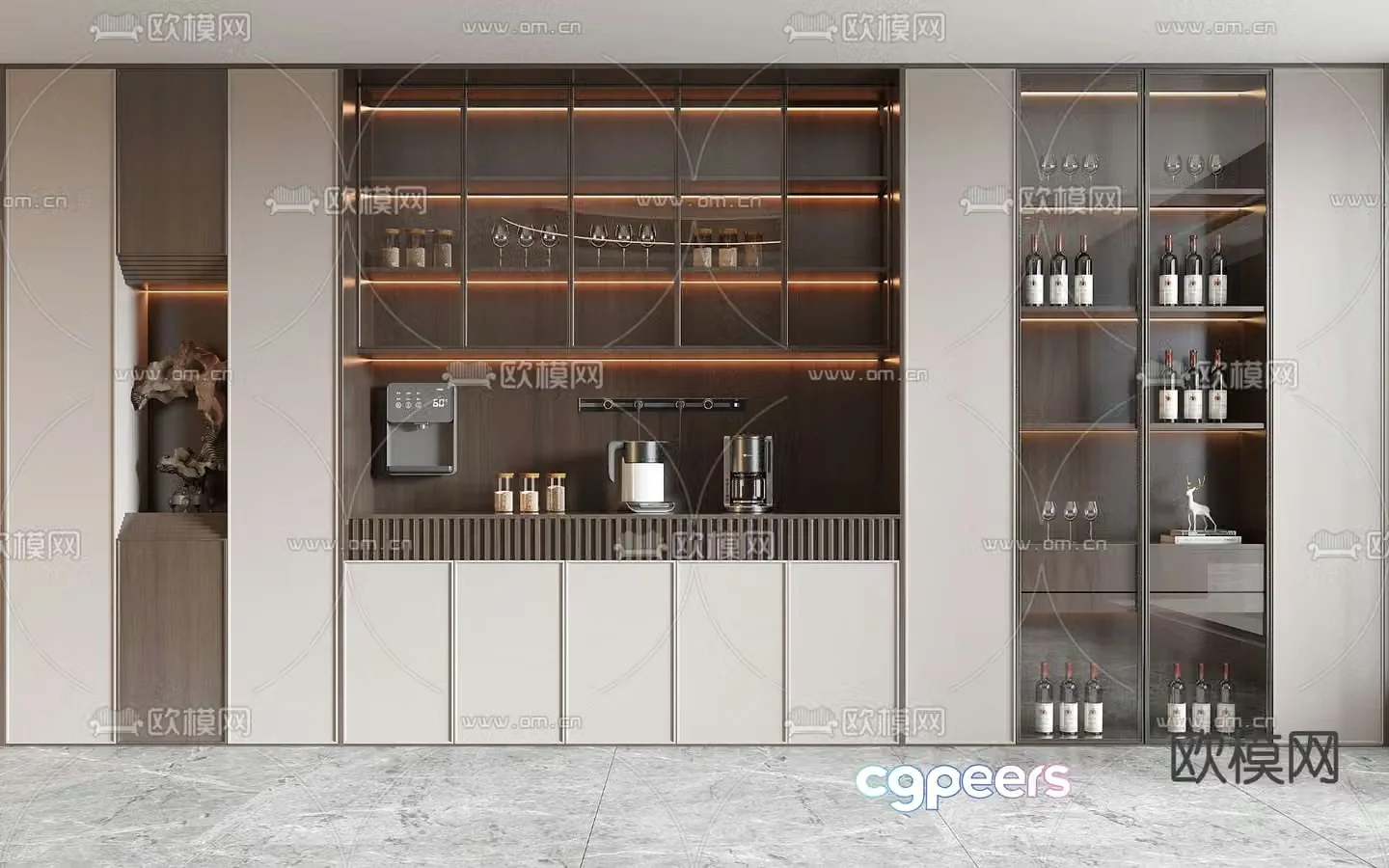 New Chinese style wine cabinet sideboard 3D model