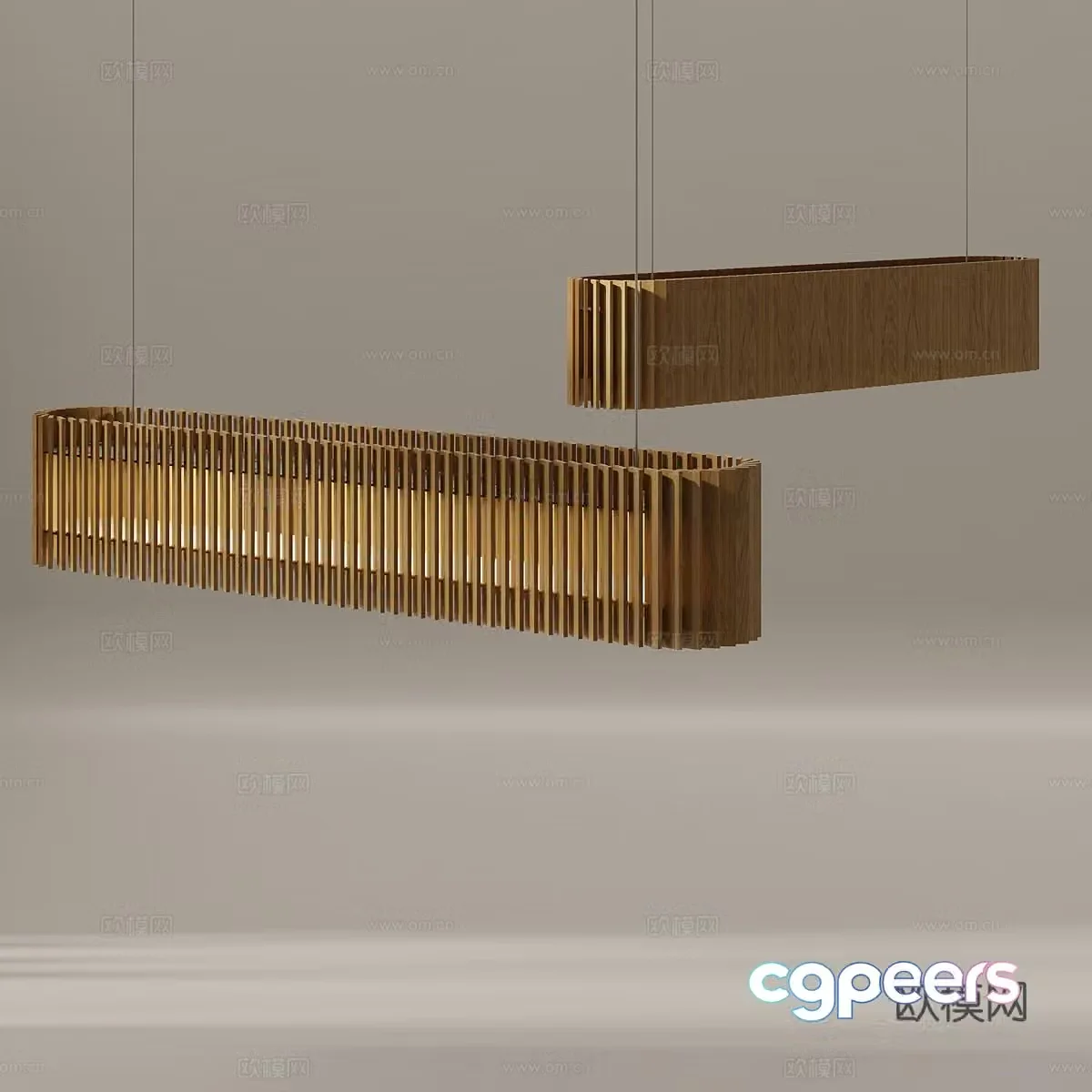 Modern Italian wooden art chandeliers 3d model
