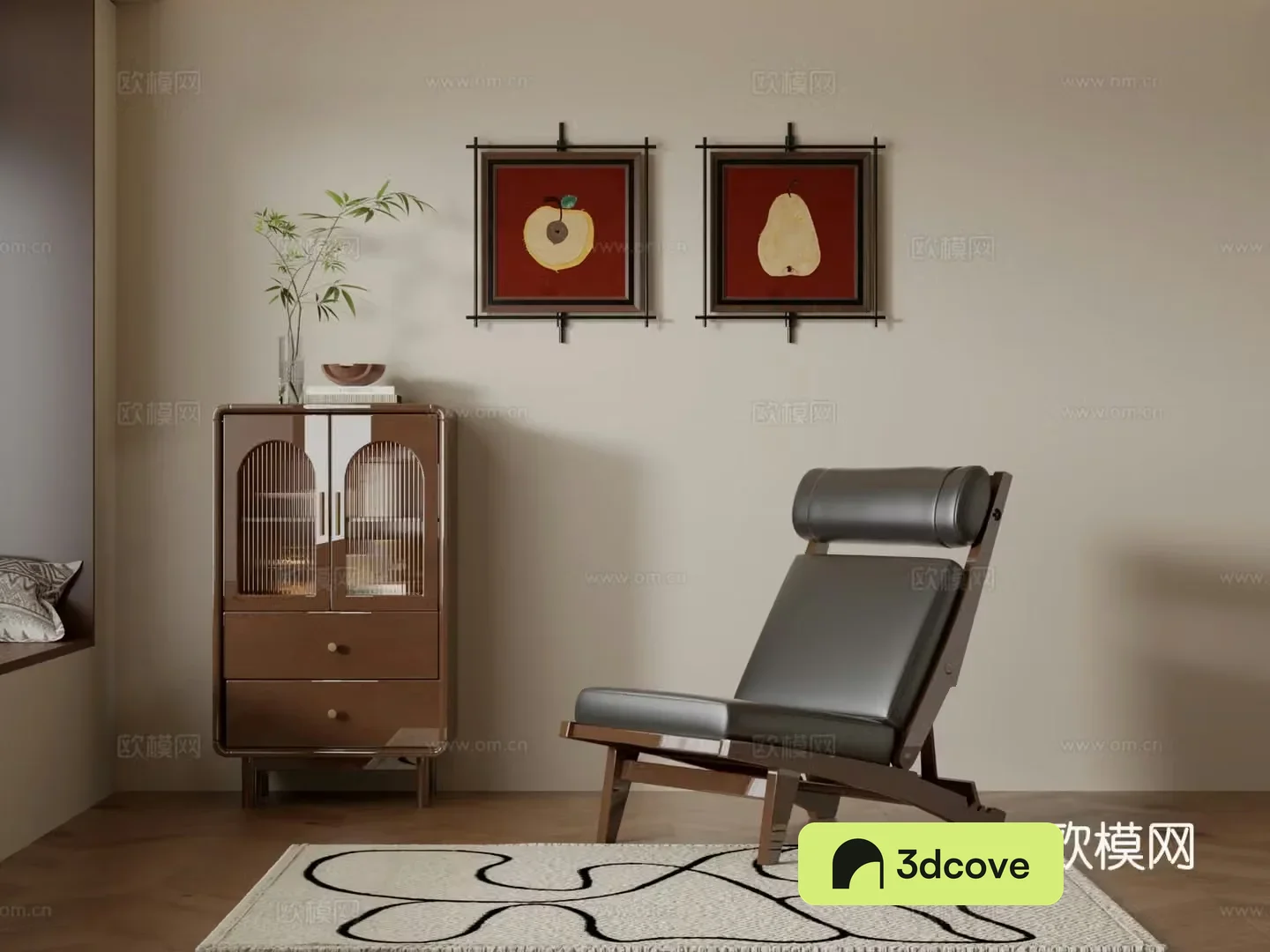 Medium style casual single chair 3D model