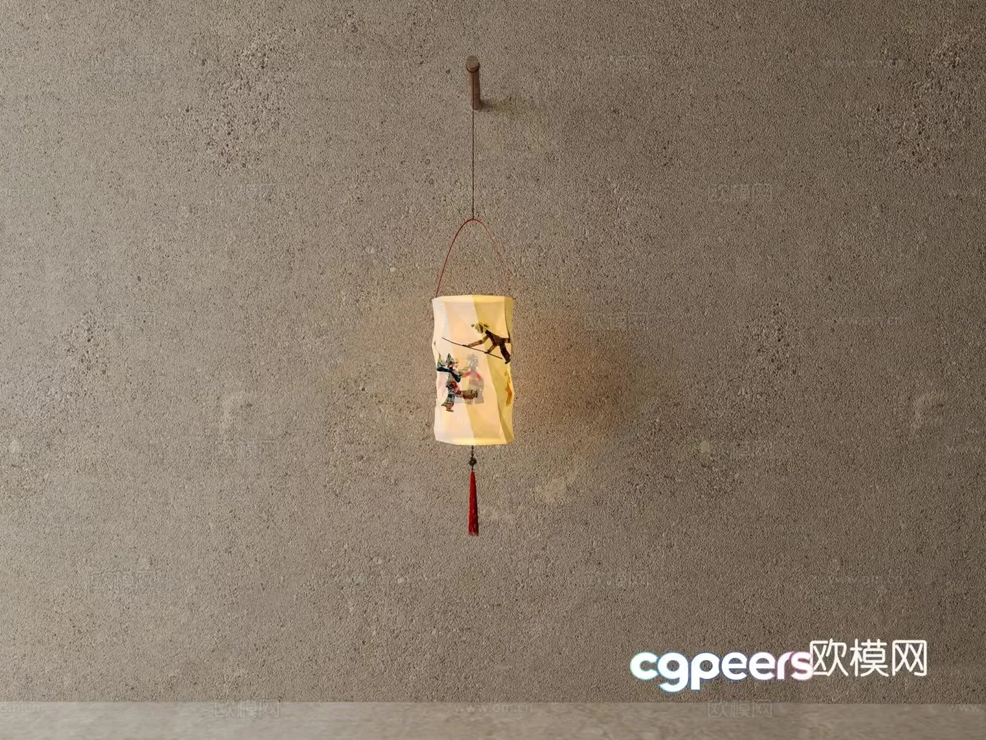 Chinese lantern wall lamp paper lantern 3d model