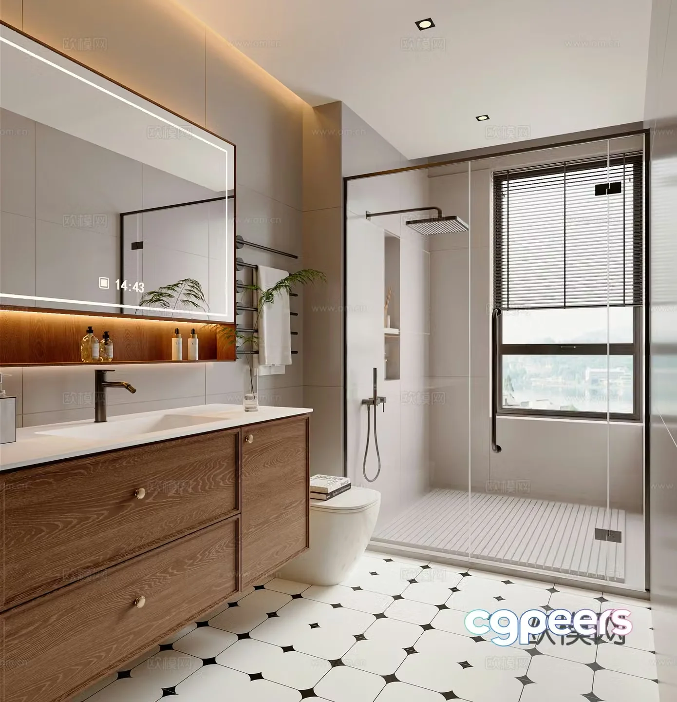 Modern medieval style bathroom shower toilet bathroom supplies bathroom cabinet 3d model