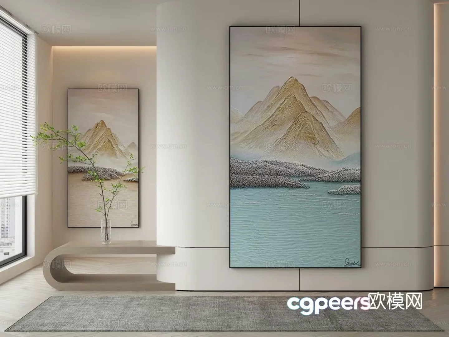 Modern landscape painting decorative painting 3d model