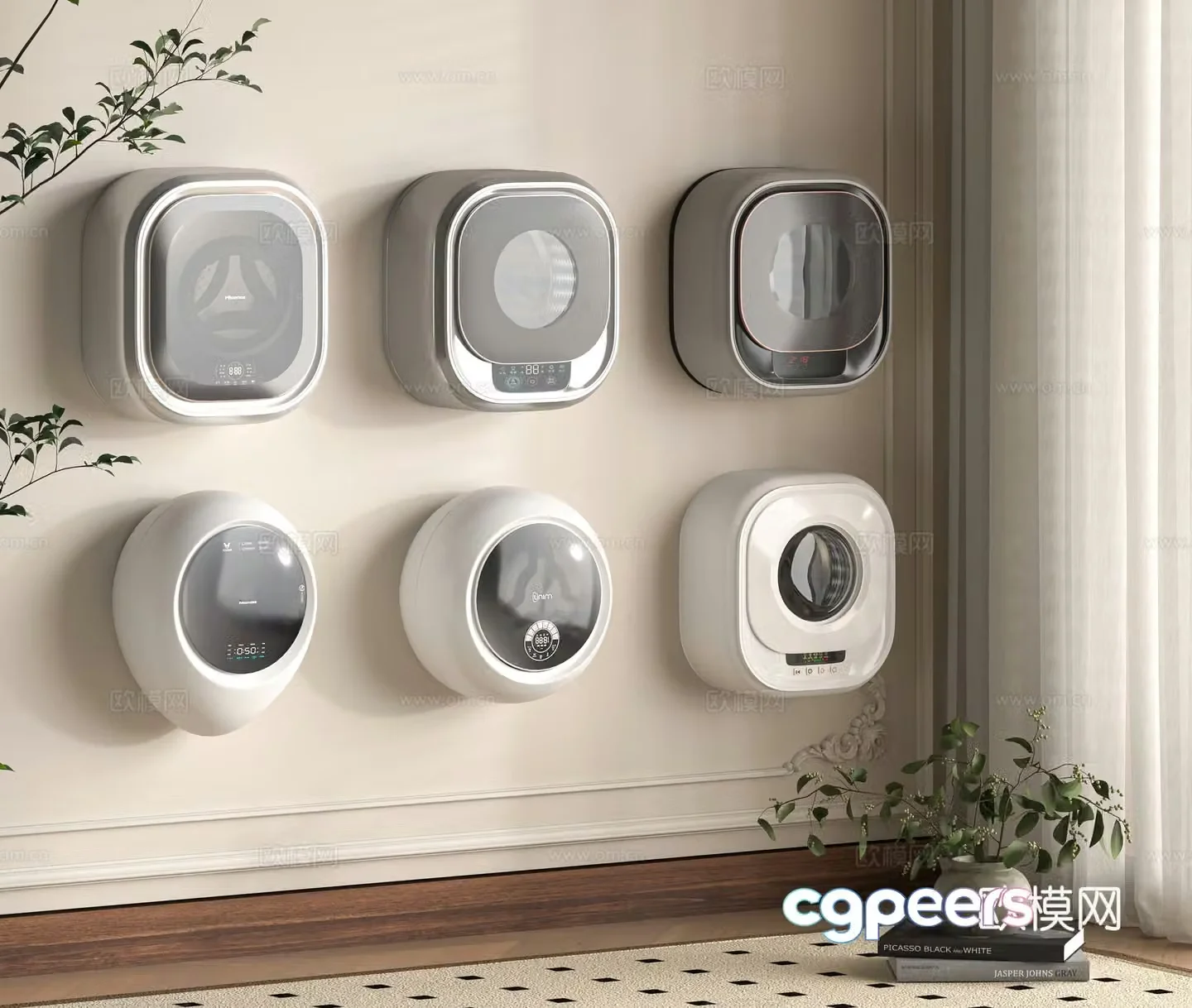 Modern wall-mounted washing machine 3d model