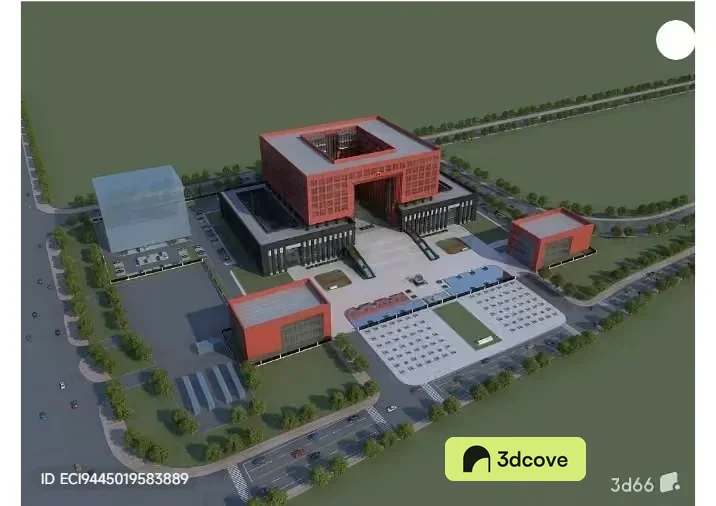The Main Subject Is A 3D Rendering Of A Building Characterized By