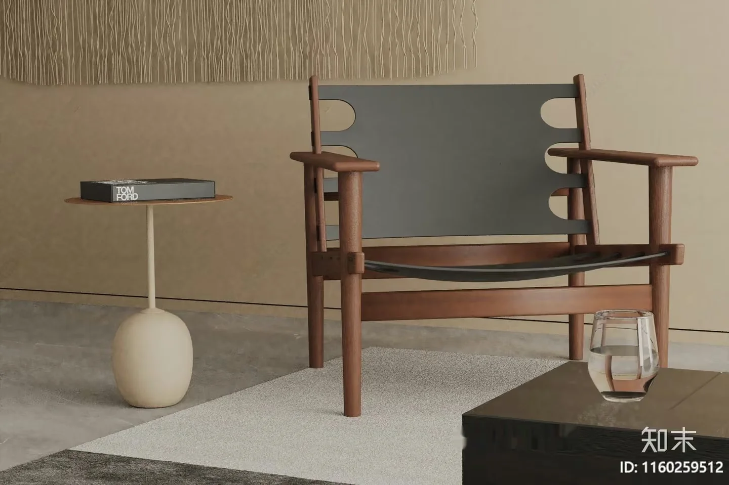 A Wooden Chair In A Living Room 3D Model – 21690 – VRAY Render