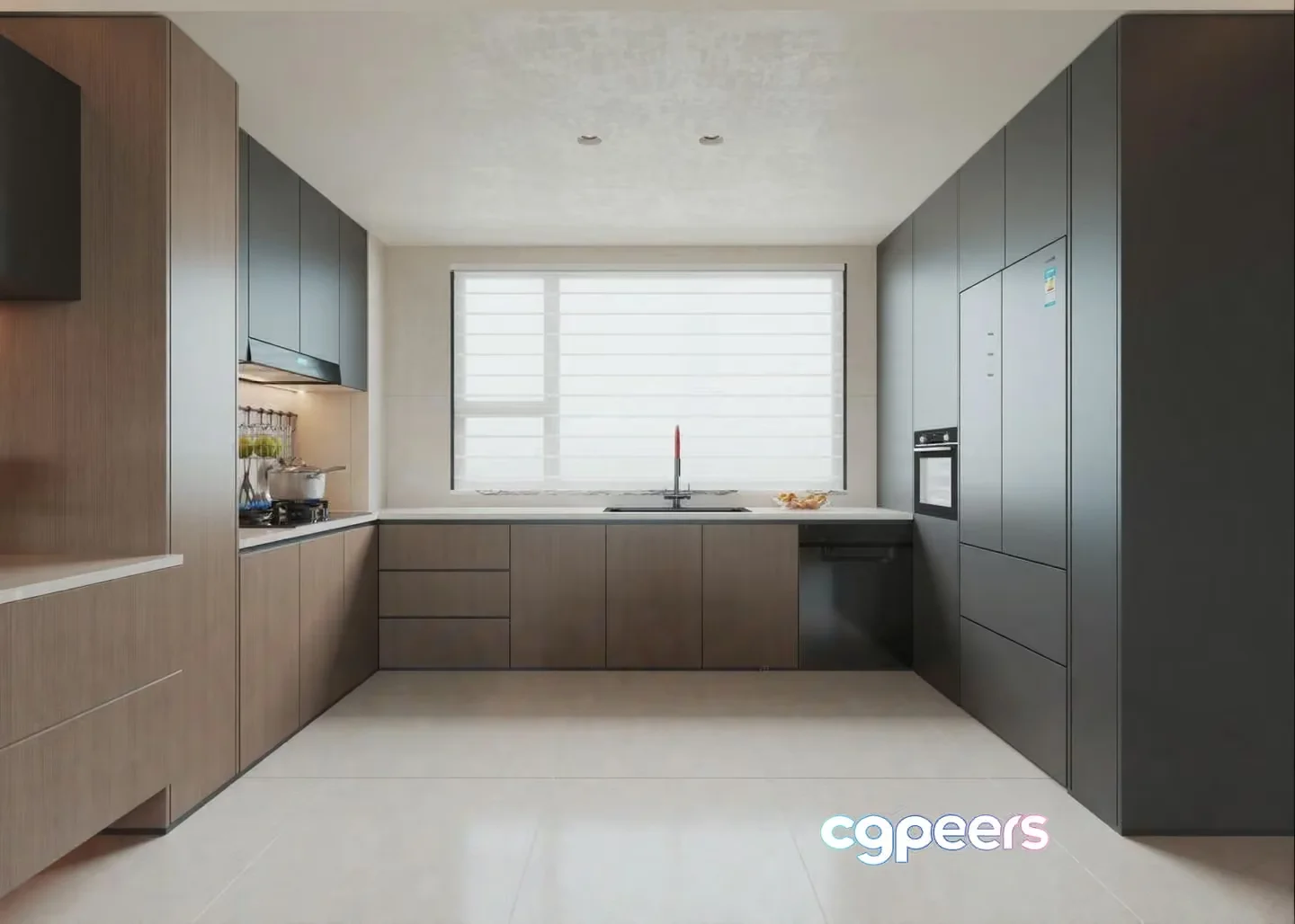 Modern Kitchen Space 3D Model – 9666 – VRAY Render