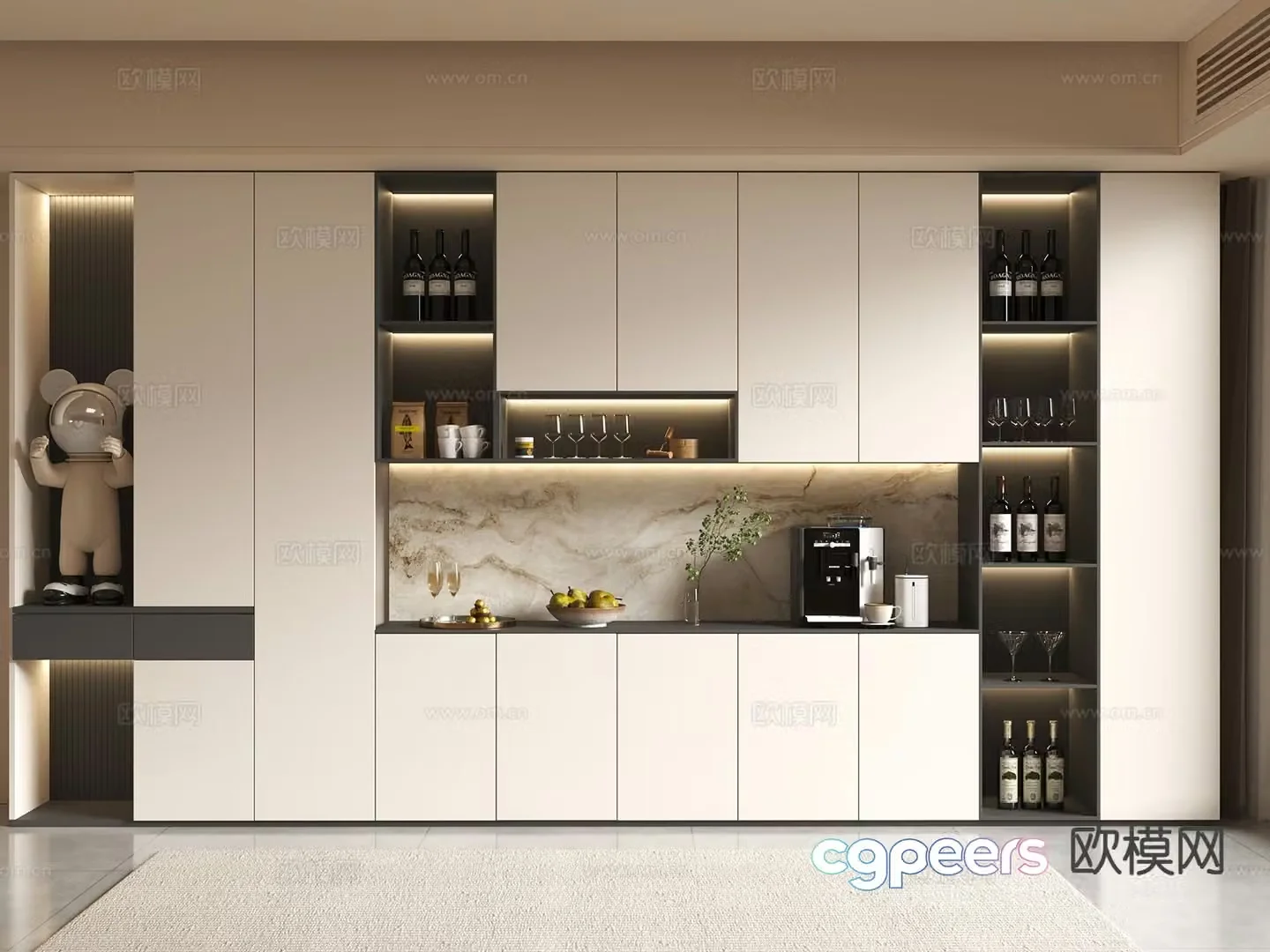 Modern sideboard wine cabinet 3d model