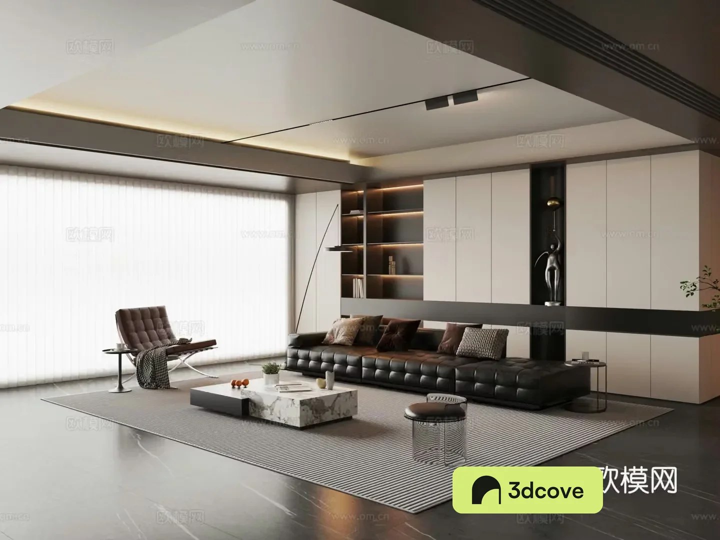 Modern Italian home living room leather sofa combination