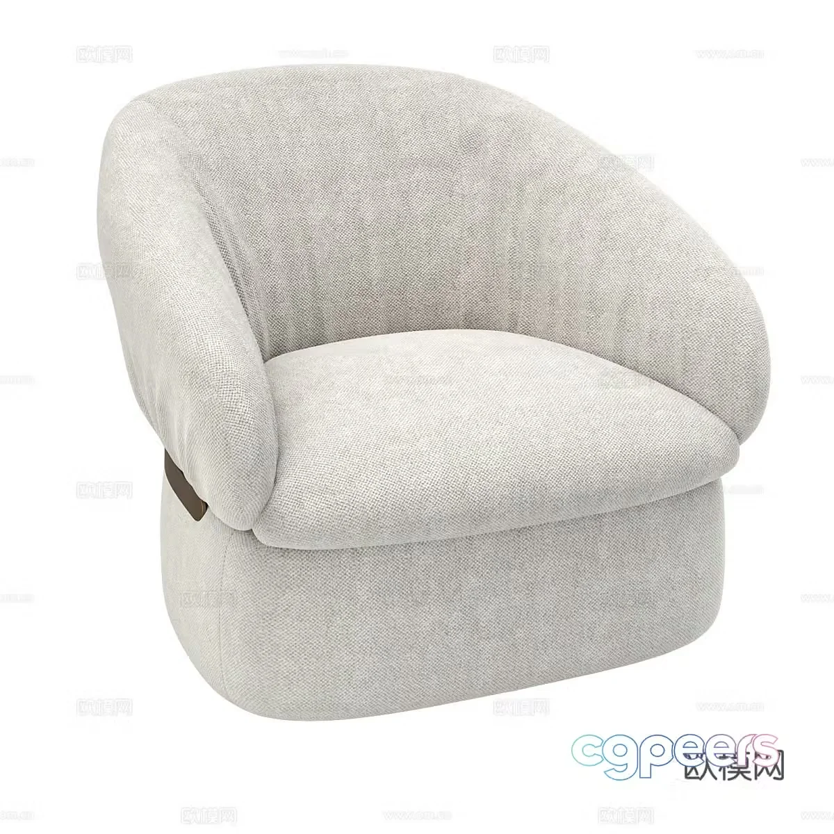 Cream style single sofa Fabric single sofa Fabric single chair Fabric casual chair Fabric backrest 3D model