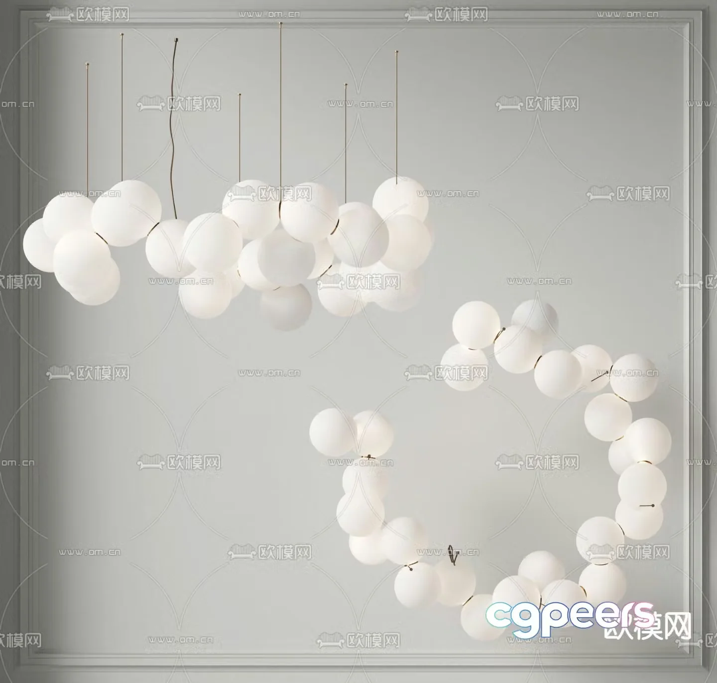 Wabi-sabi chandelier balloon lamp 3d model