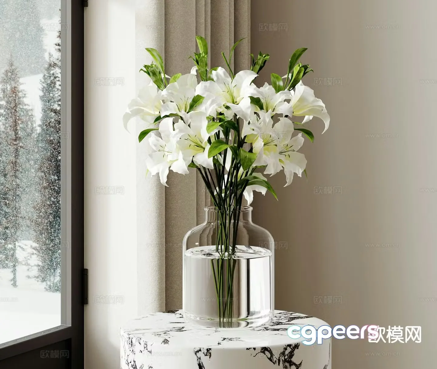 vase floral arrangement flowers flower arrangement 3d model