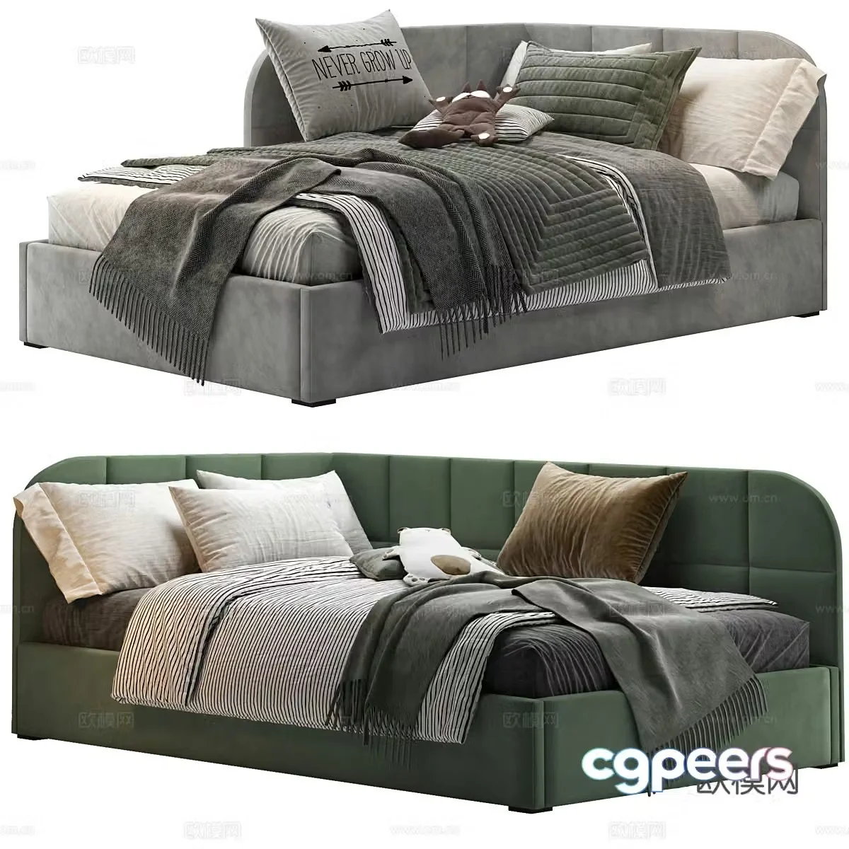 Modern fabric children’s bed sofa bed 3d model