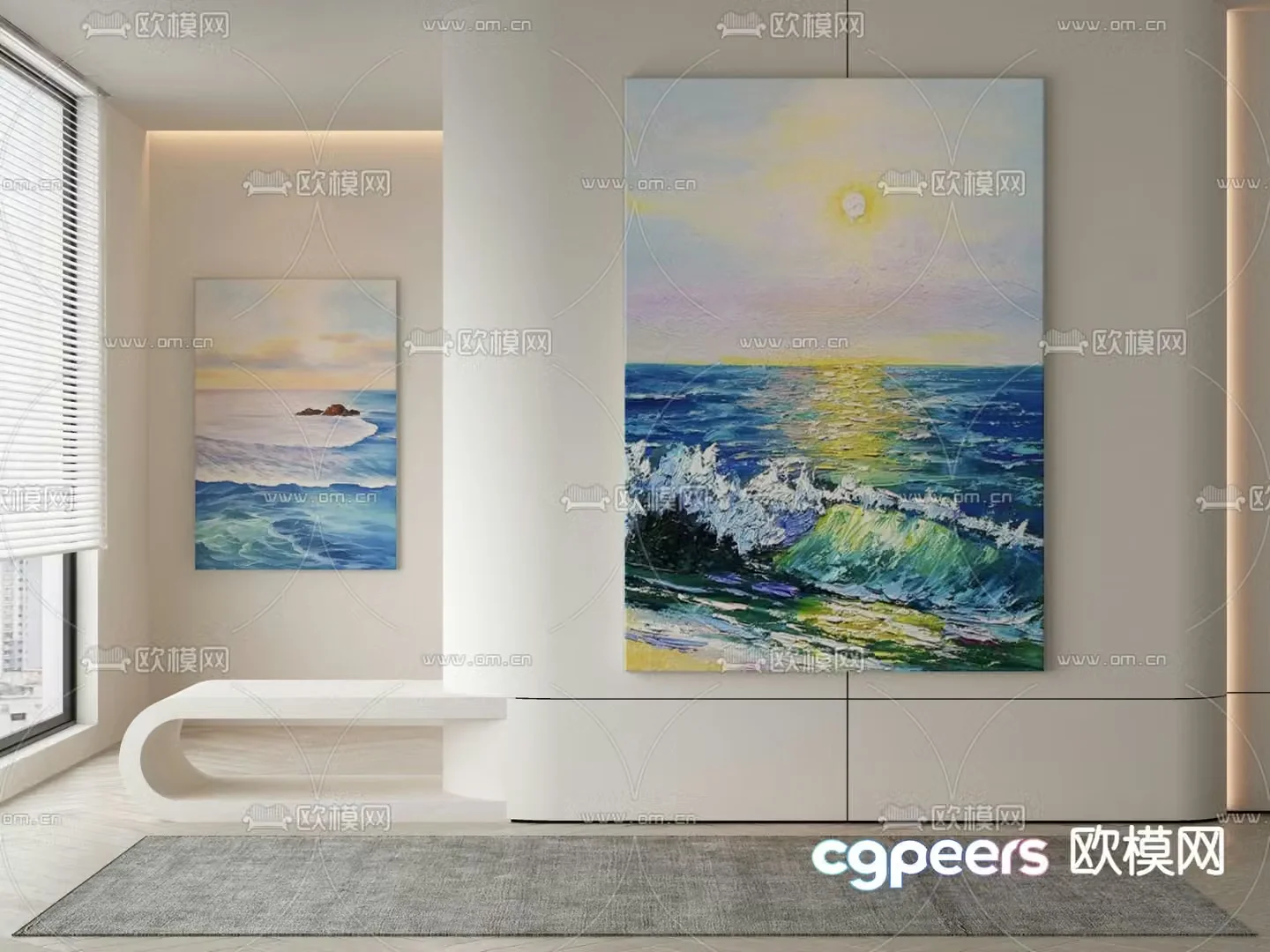 Modern decorative paintings Seaside paintings 3d model