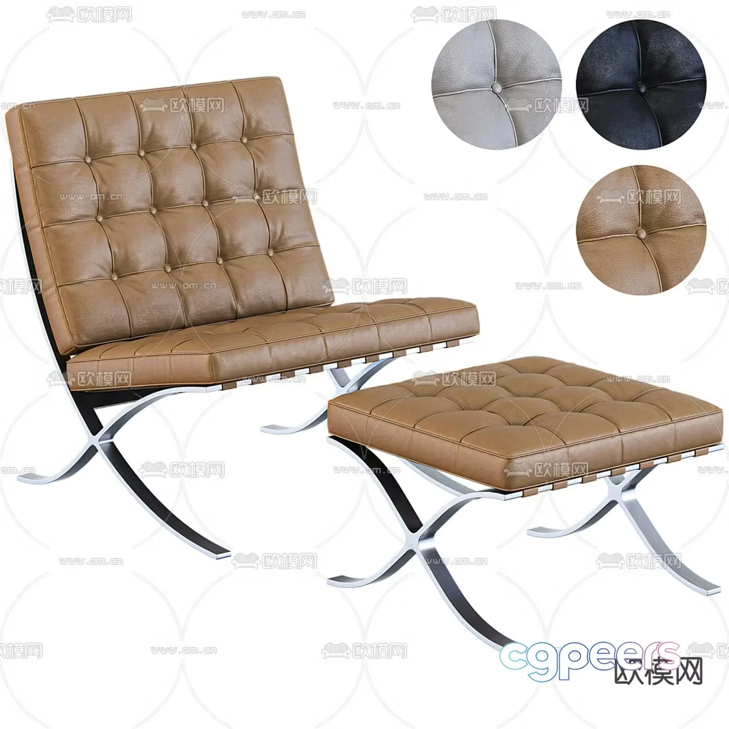 Barcelona chair lounge chair 3d model