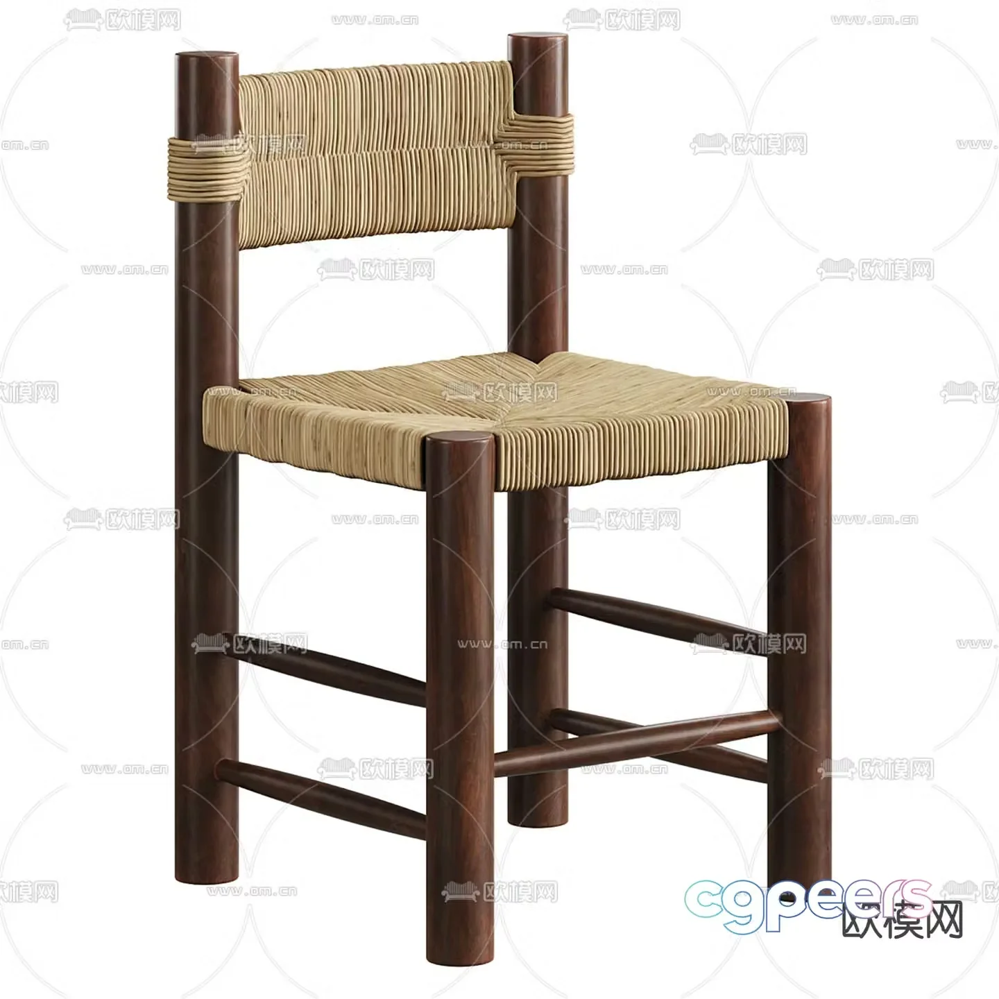 Dordogne rattan single chair 3d model