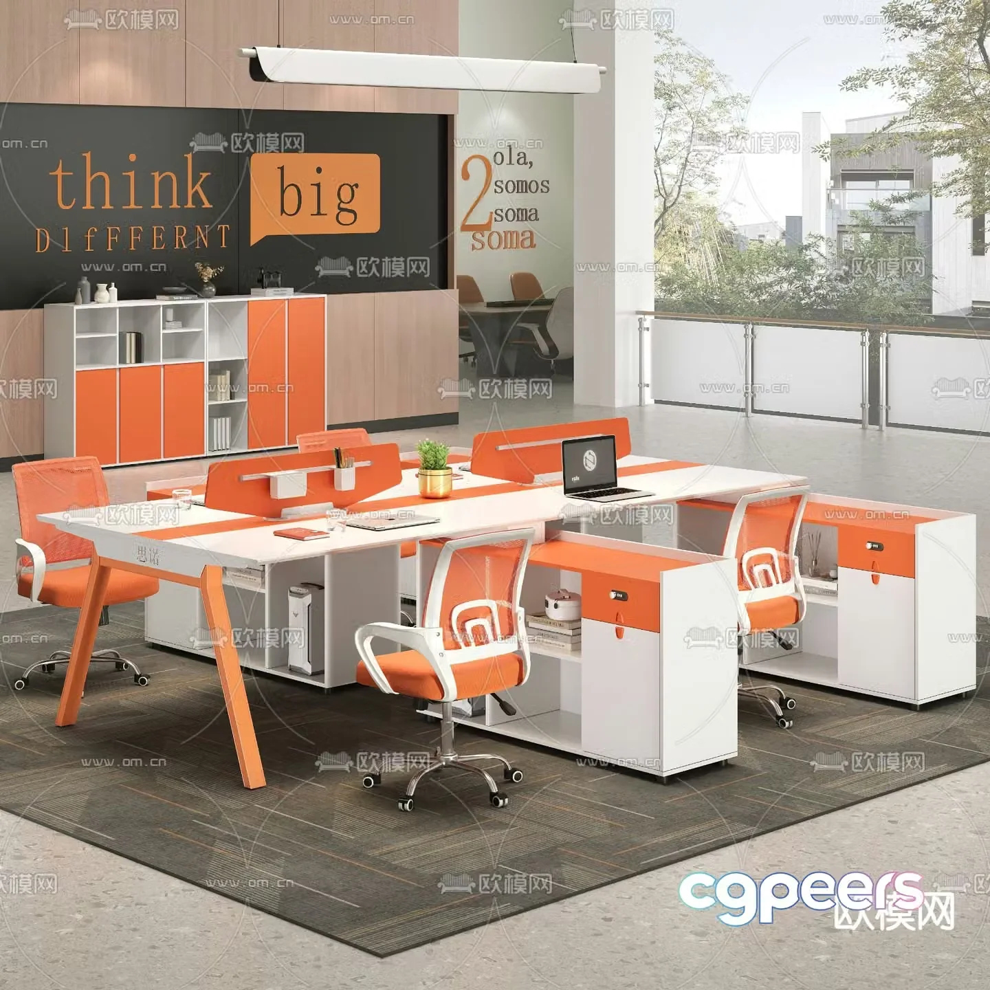 Modern office desk and chair office desk 3d model