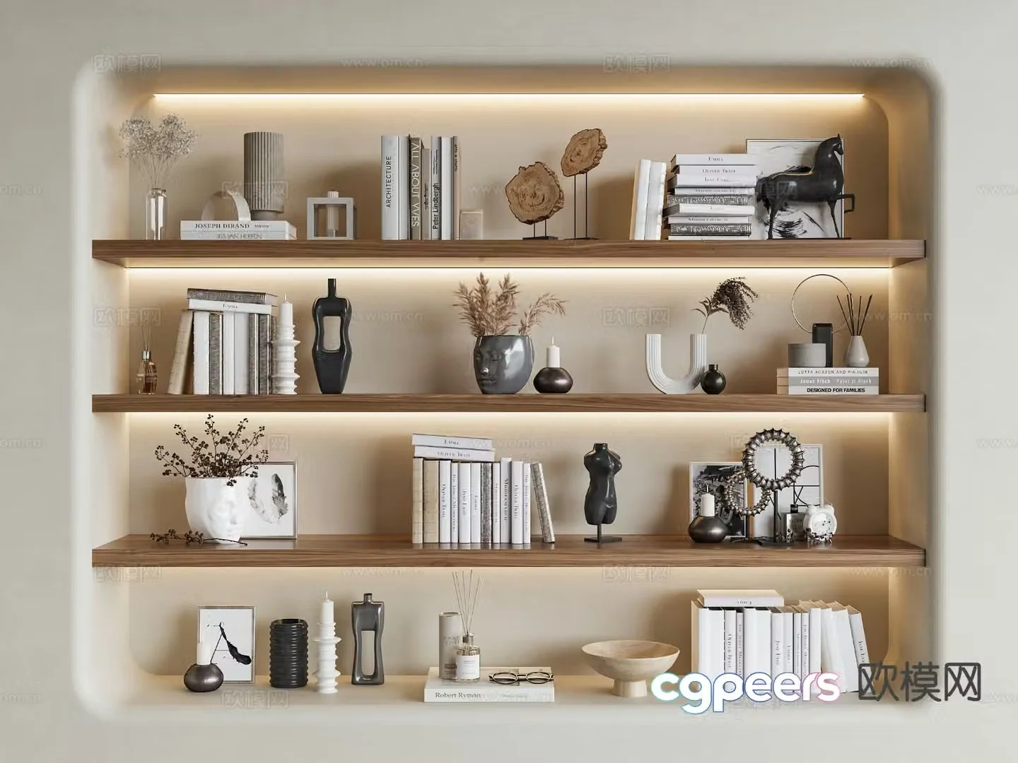 Wabi-sabi decorations books books vase 3d model