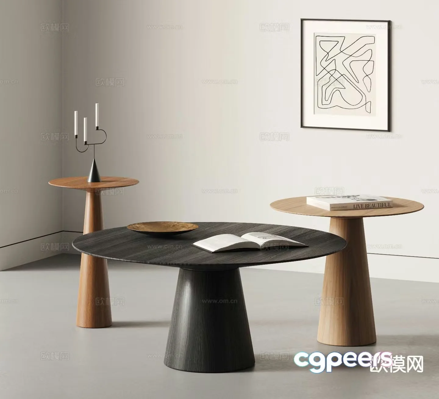 Modern double coffee table 3d model