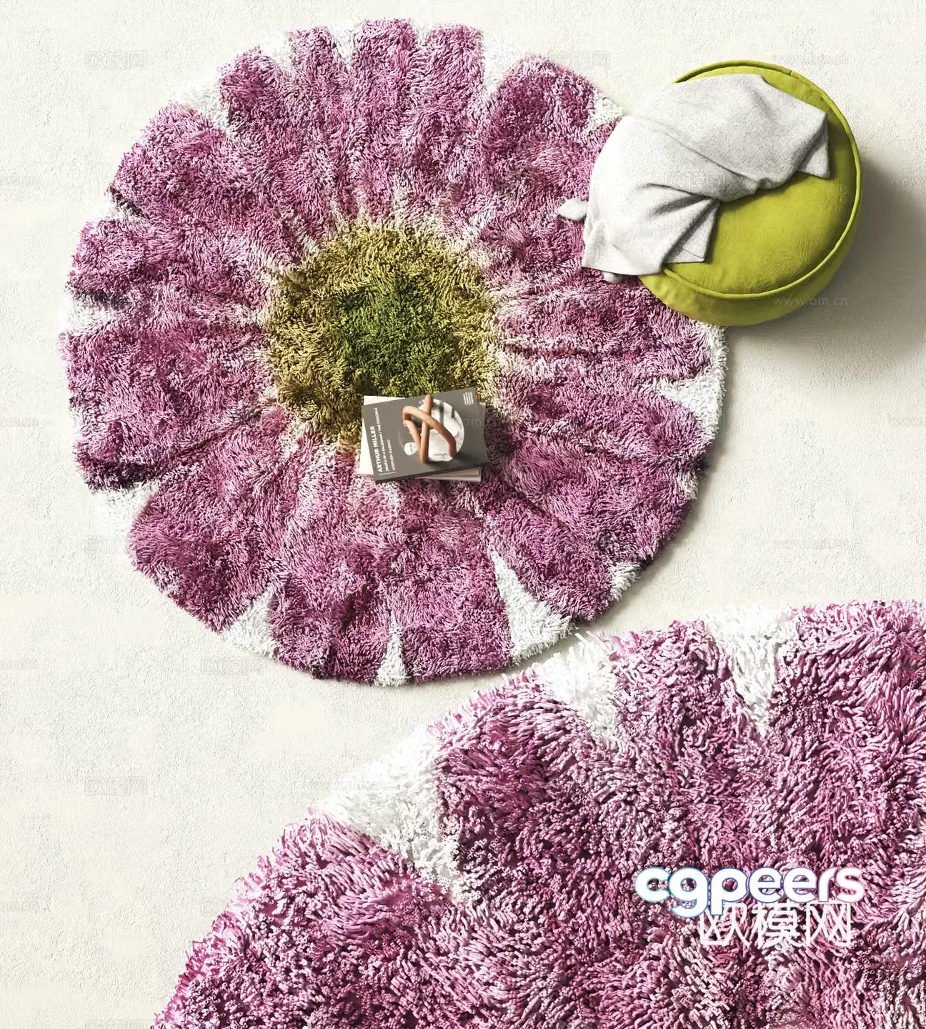 Modern round carpet Plush carpet 3d model