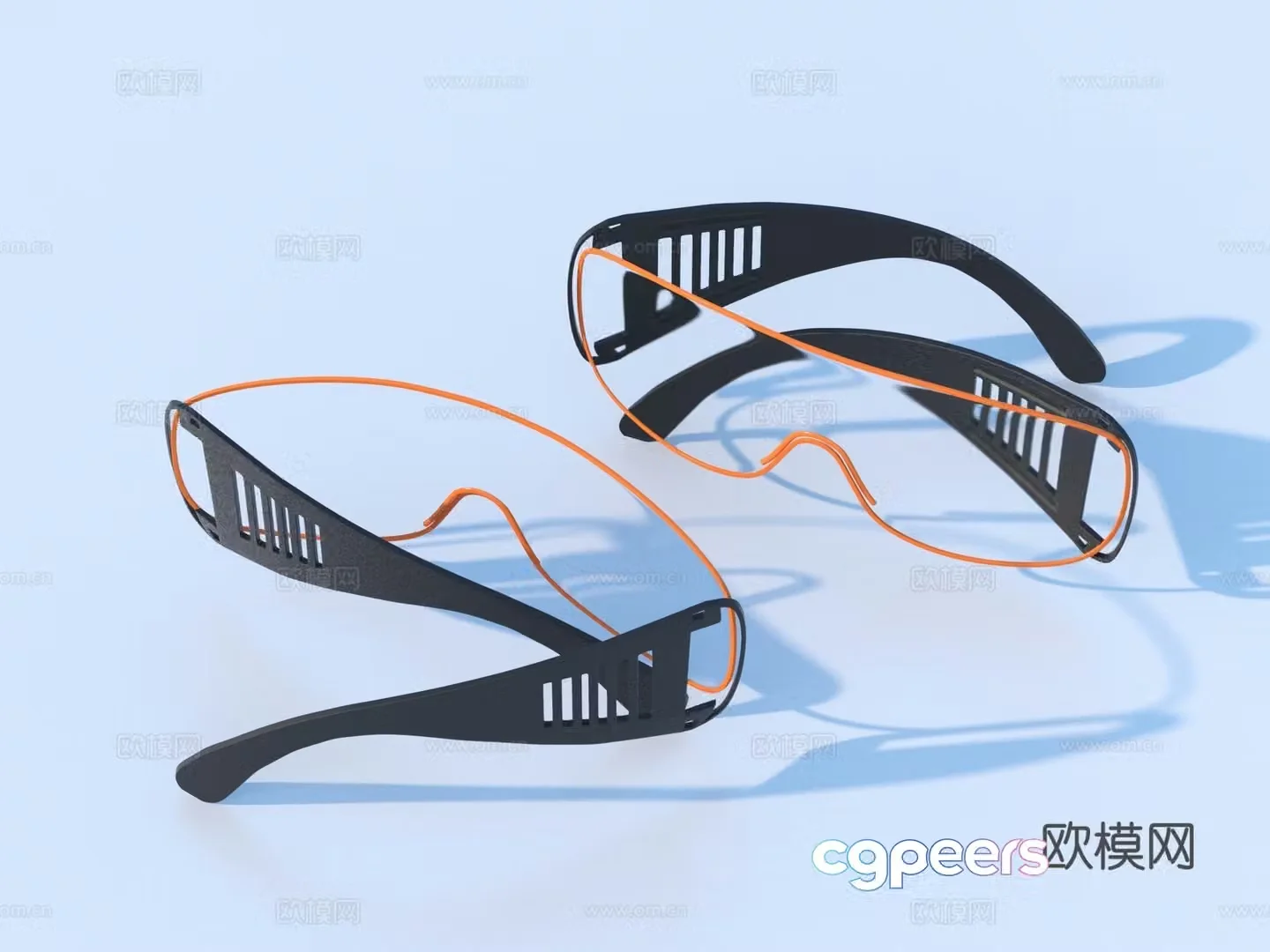 Modern glasses goggles windshield work mirror 3d model