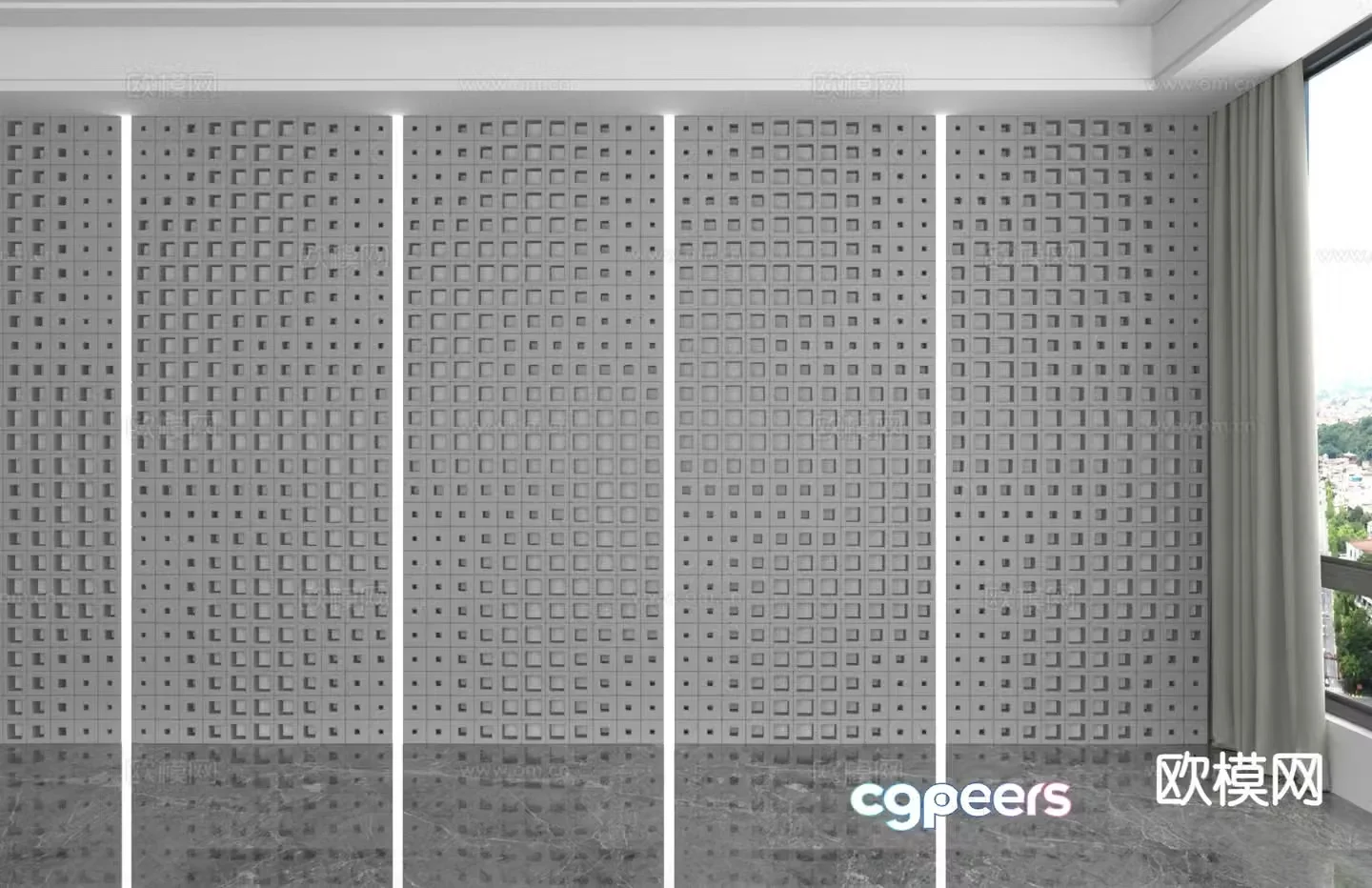 Modern background wall hollow board 3d model