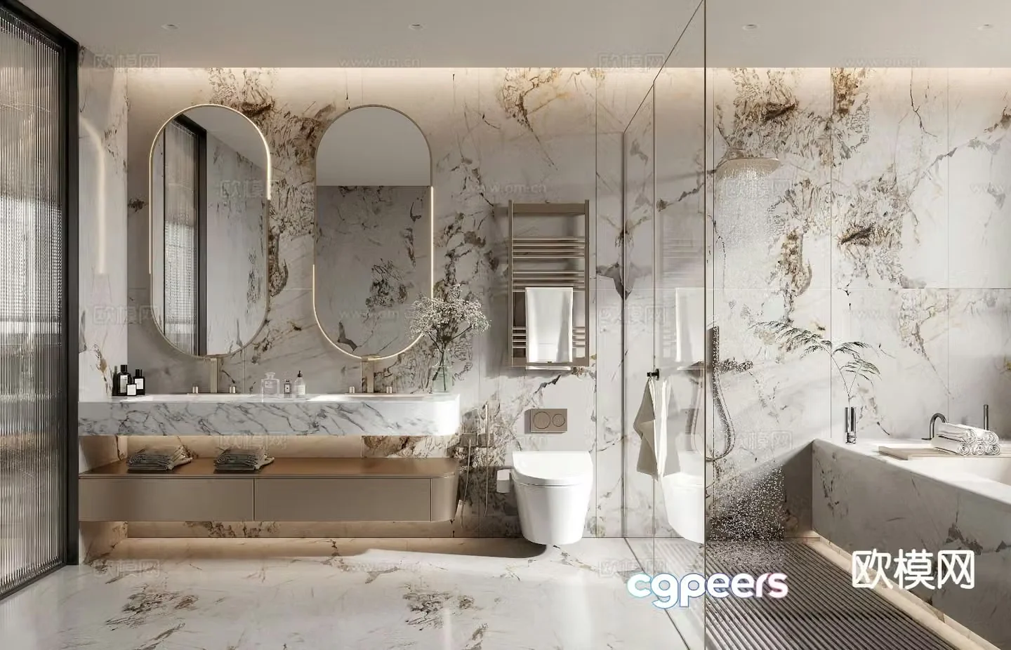Modern restroom bathroom 3d model