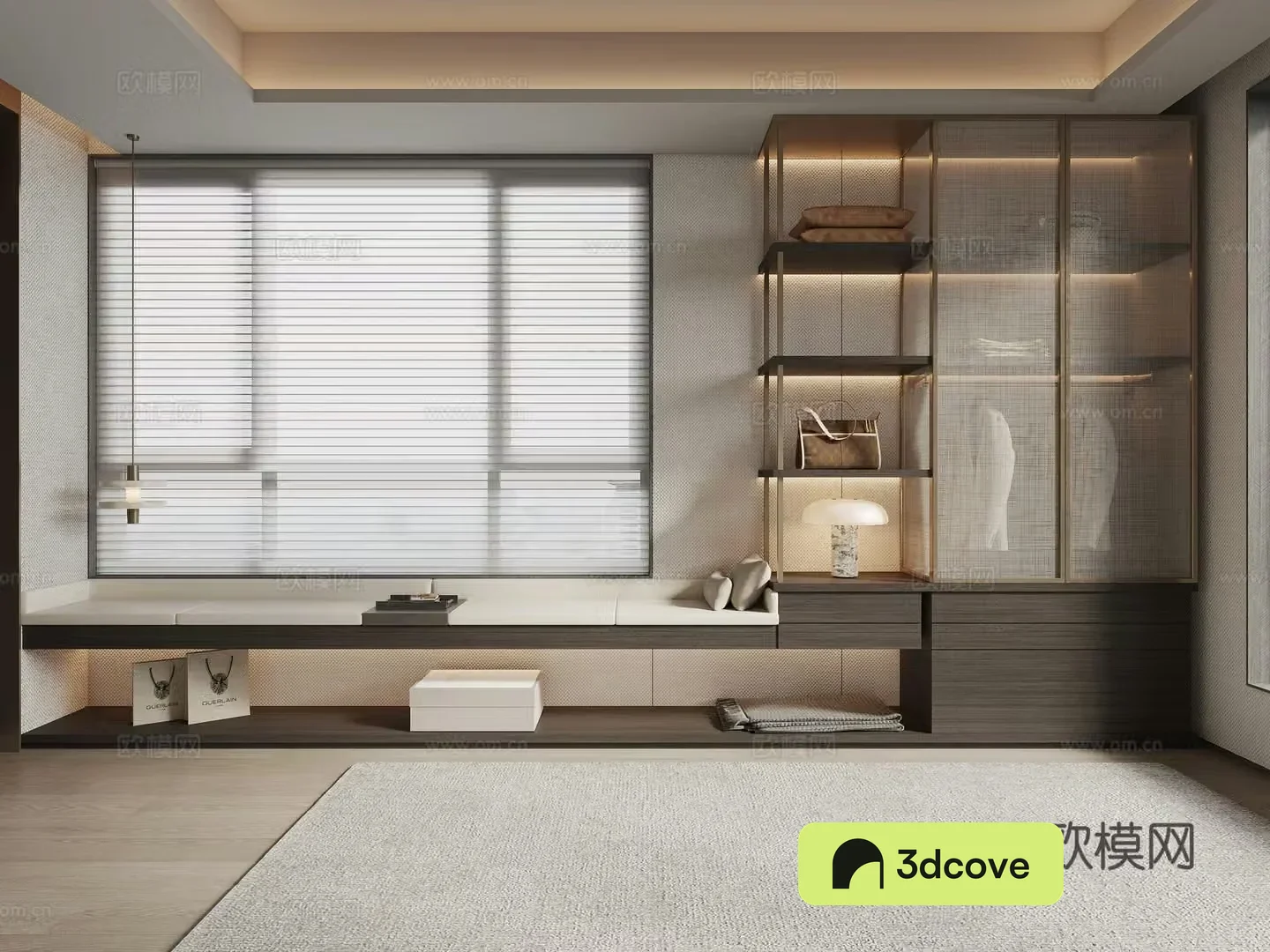 Modern light luxury wardrobe combination cabinet booth sofa jewelry ornaments clothing curtains carpet