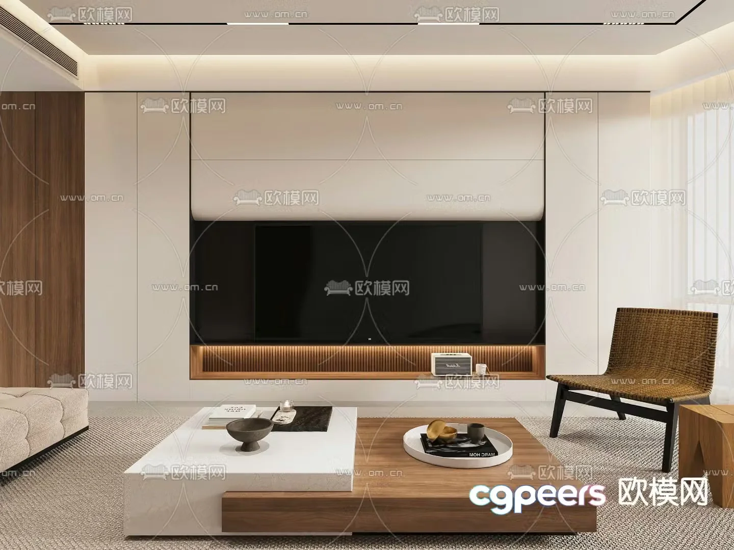 TV wall background wall 3d model
