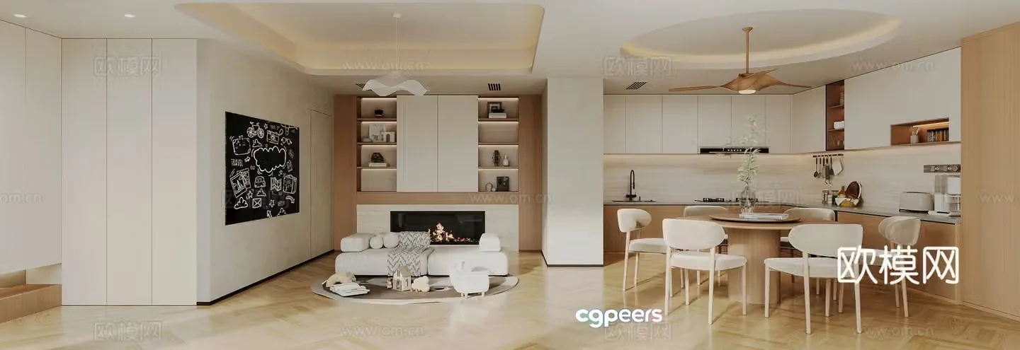Living and dining room 3d model