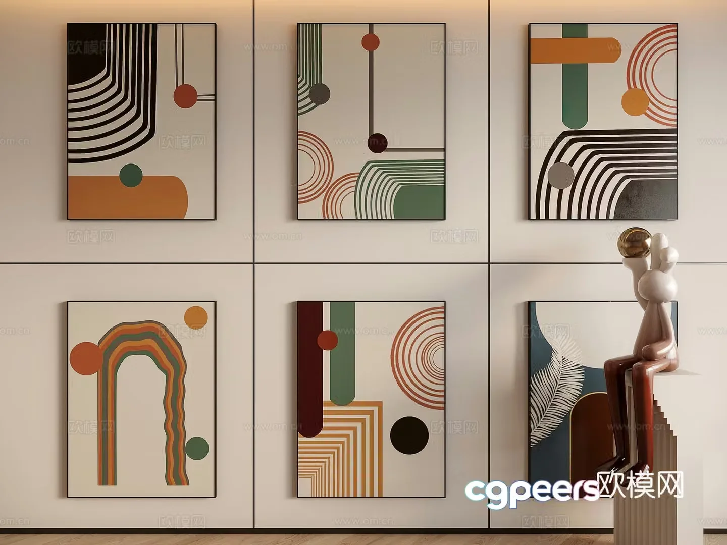 Modern minimalist decorative painting 3d model