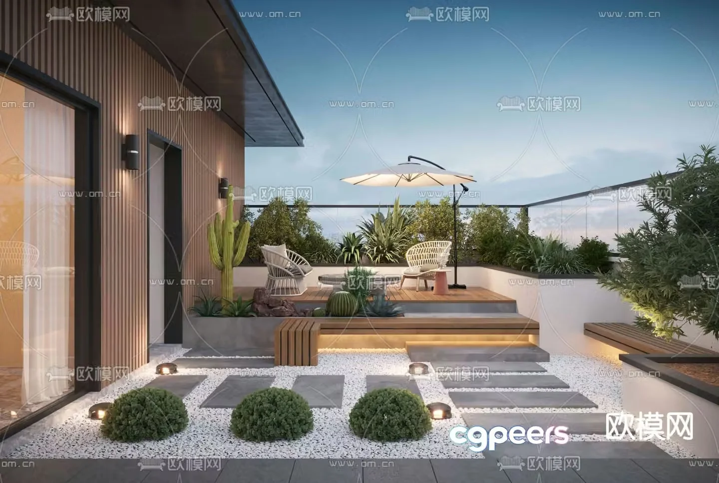 balcony terrace roof garden 3d model