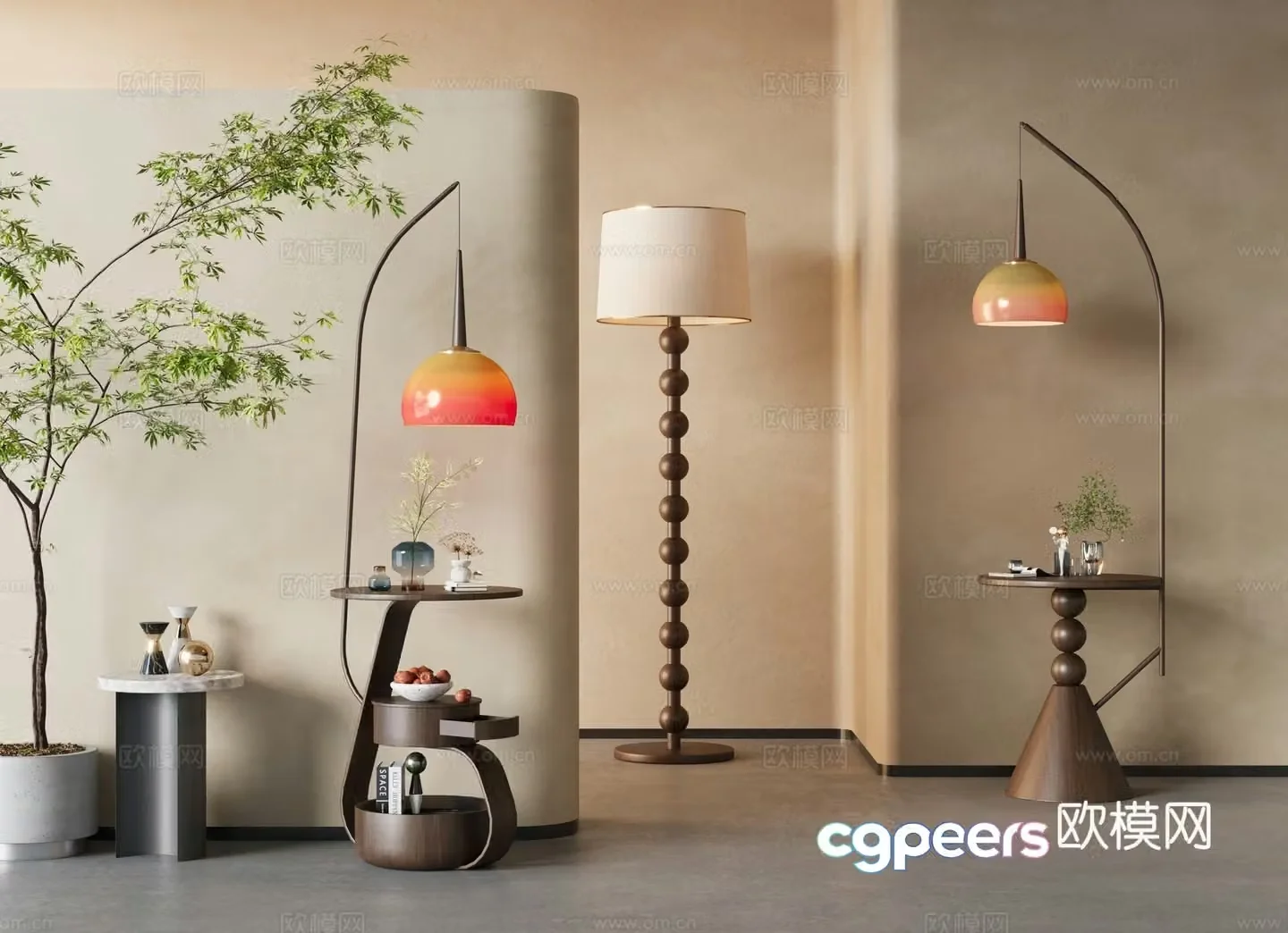 Medieval style floor lamp artistic lamp 3d model