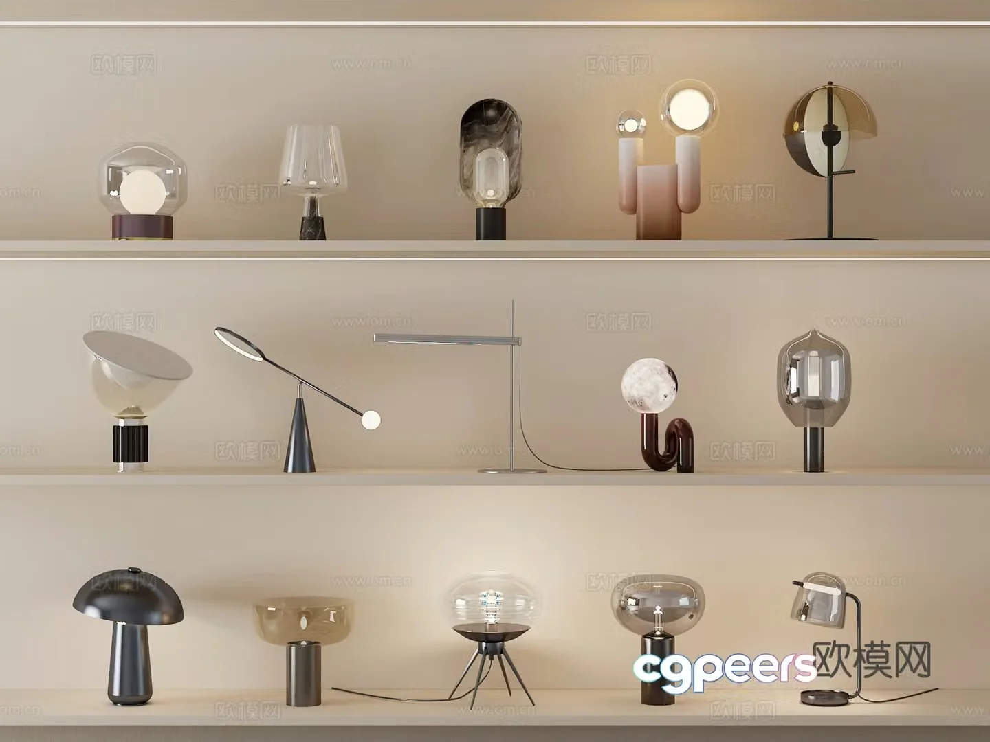 Modern desk lamp Art desk lamp Special-shaped desk lamp Glass desk lamp Metal desk lamp 3D model