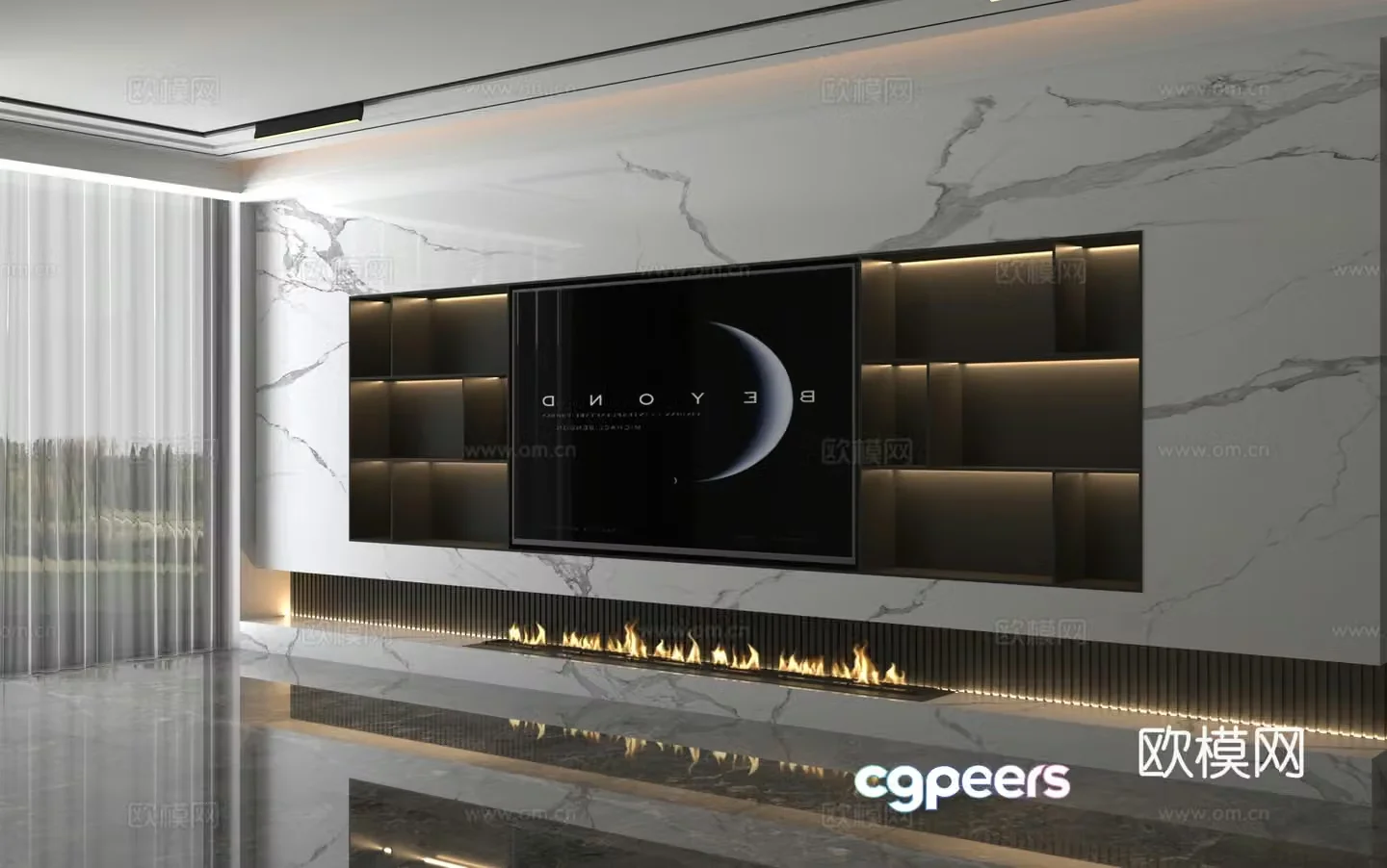 3d model of TV background wall