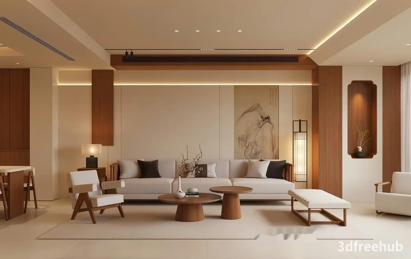 Modern Living Room 3D Model – 23013 – VRAY Render
