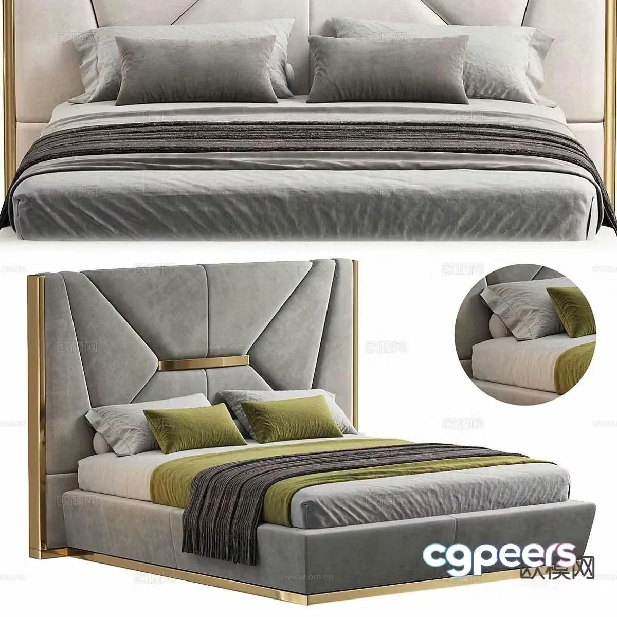 Italian double bed 3d model
