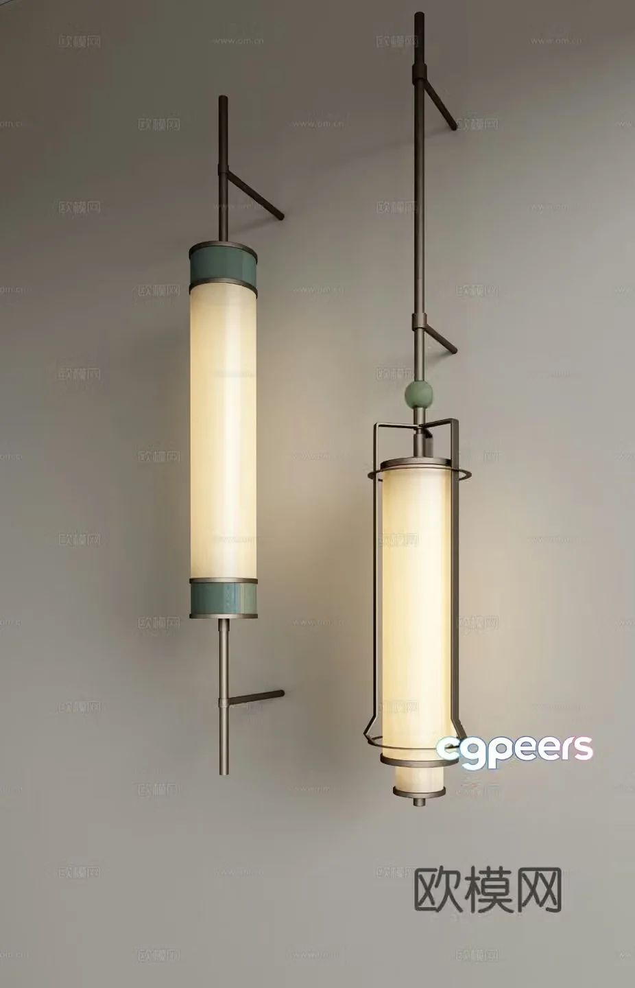 New Chinese style wall lamp long wall lamp 3d model