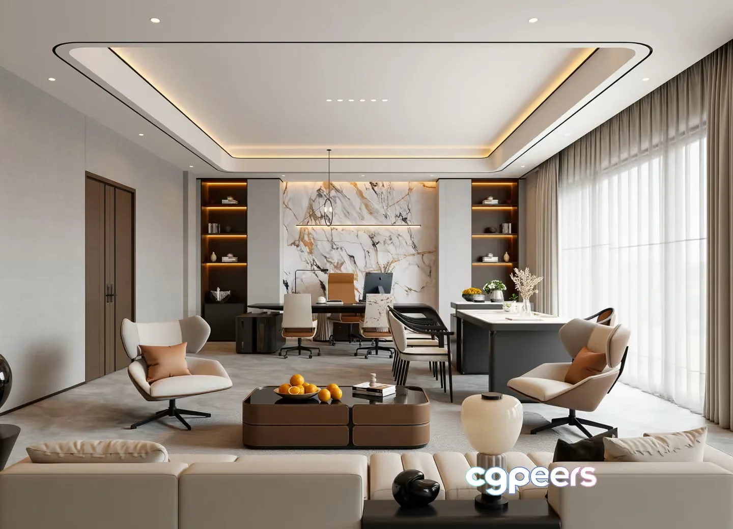 Modern Office Space 3D Model – 13207 – VRAY Render