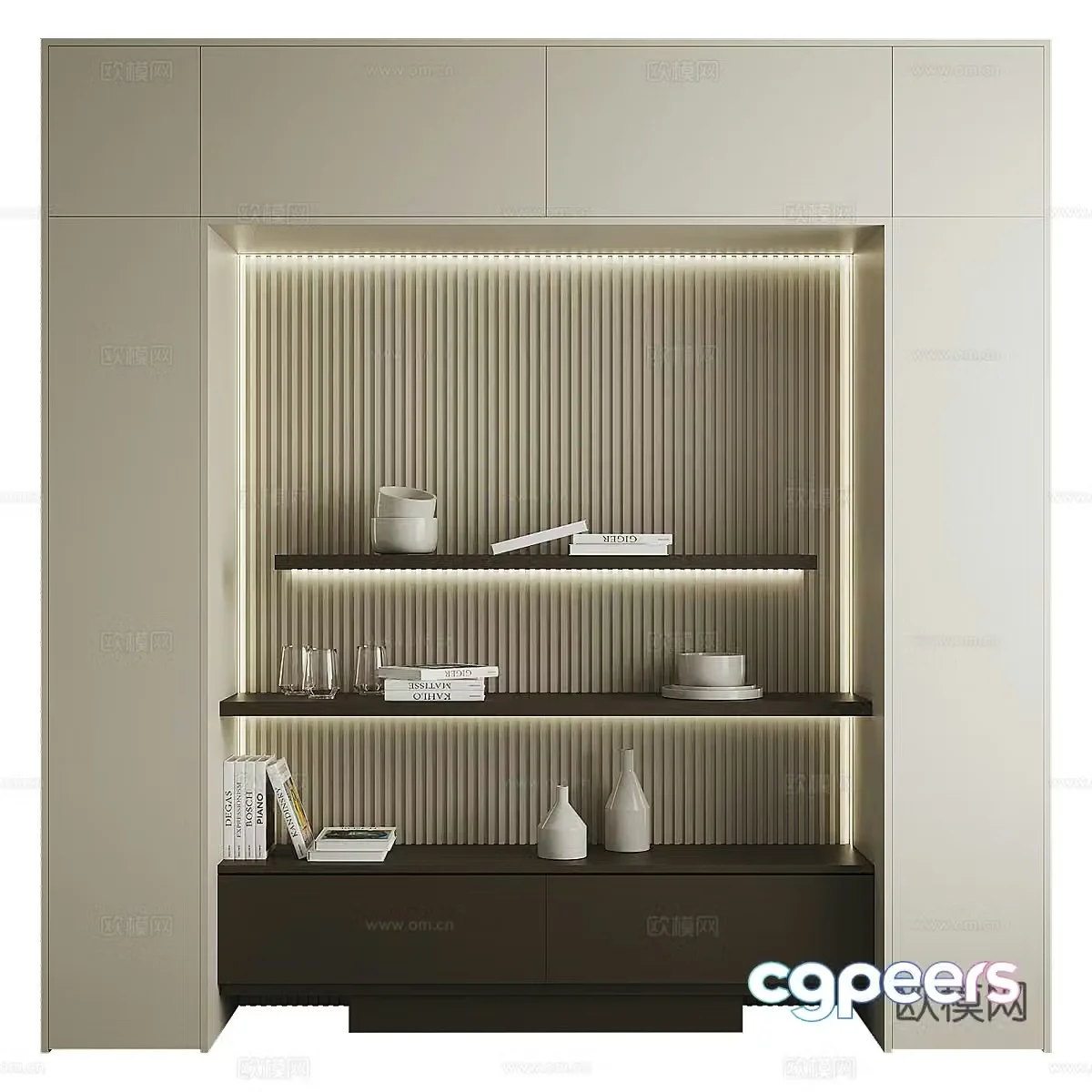 Modern minimalist decorative bookcase 3d model