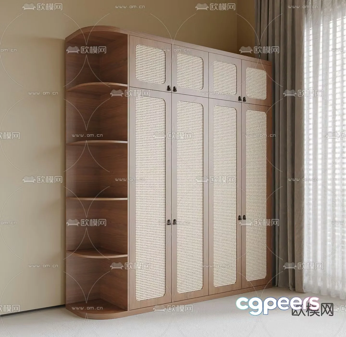 Middle-aged wardrobe wardrobe 3d model