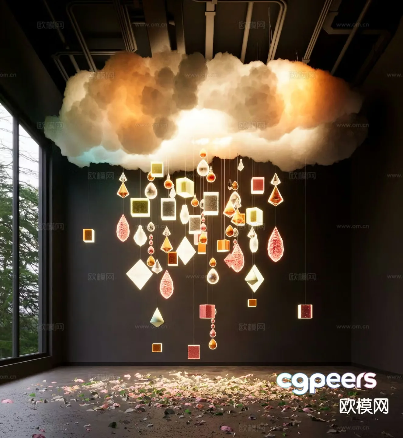 Modern indoor device landscaping cloud landscaping 3D model