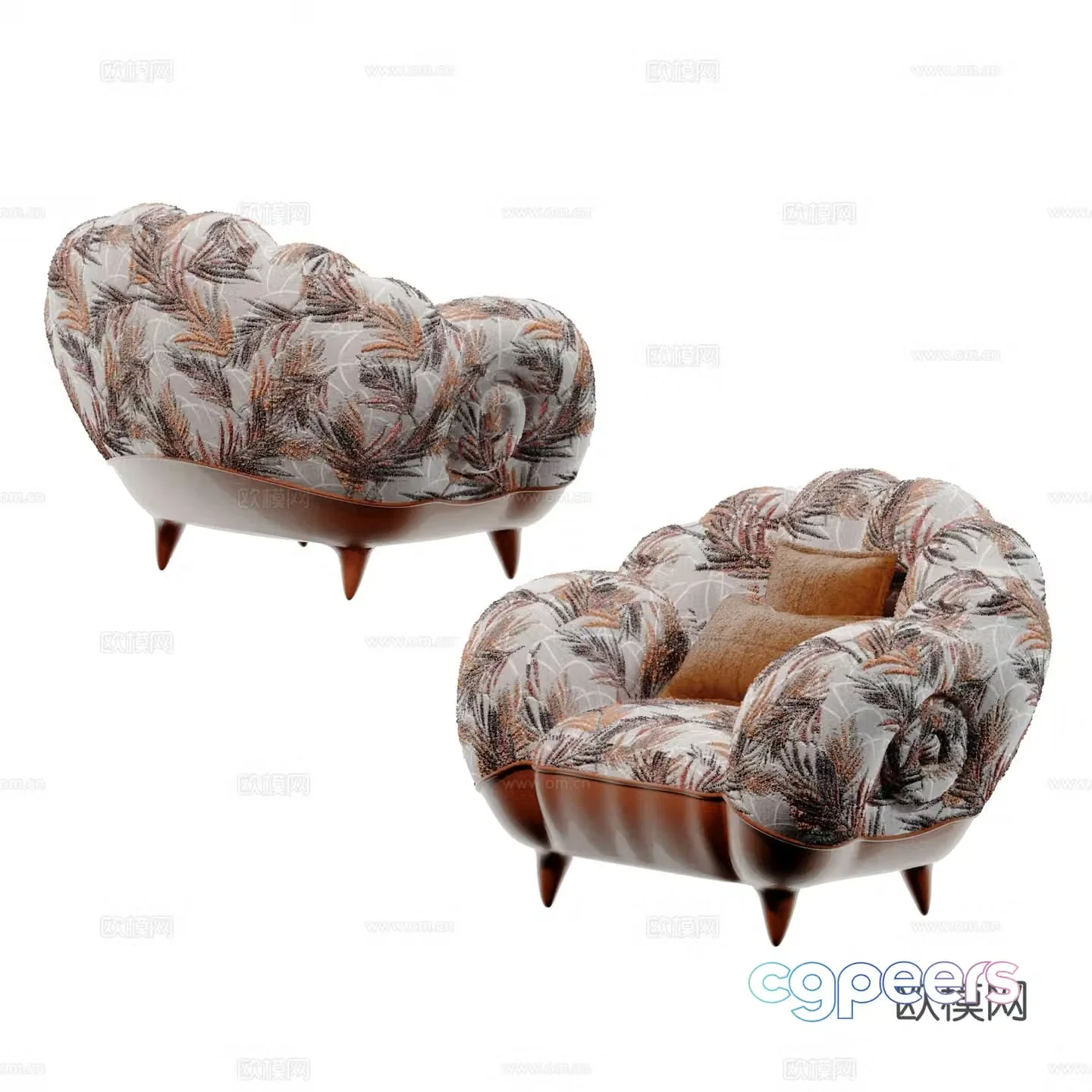 American light luxury casual sofa leisure chair 3d model
