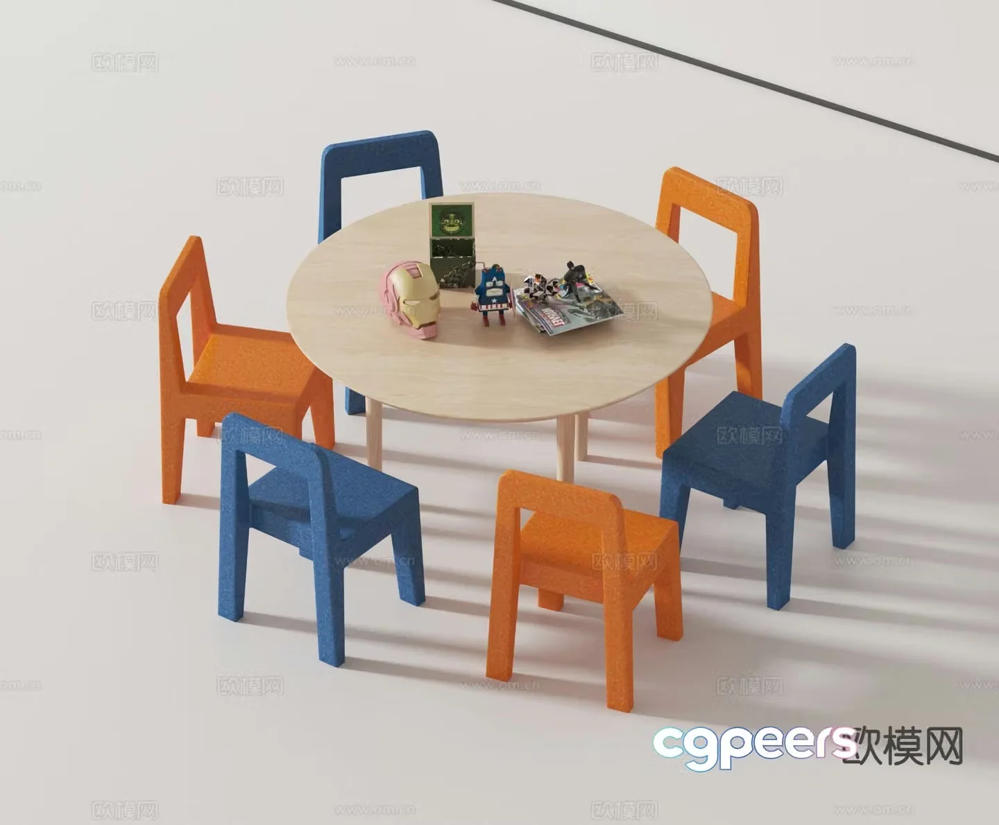 Modern children’s table and chair 3d model