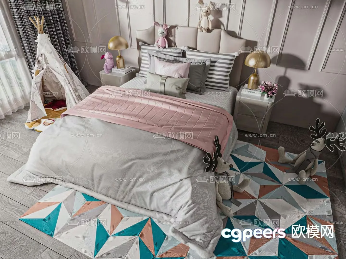Modern children’s bed 3d model