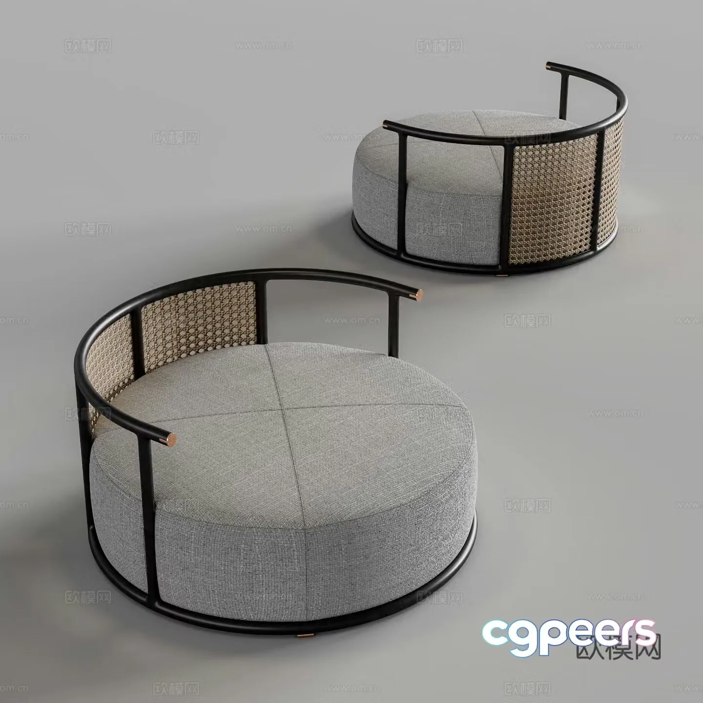 New Chinese style single sofa sofa stool 3d model