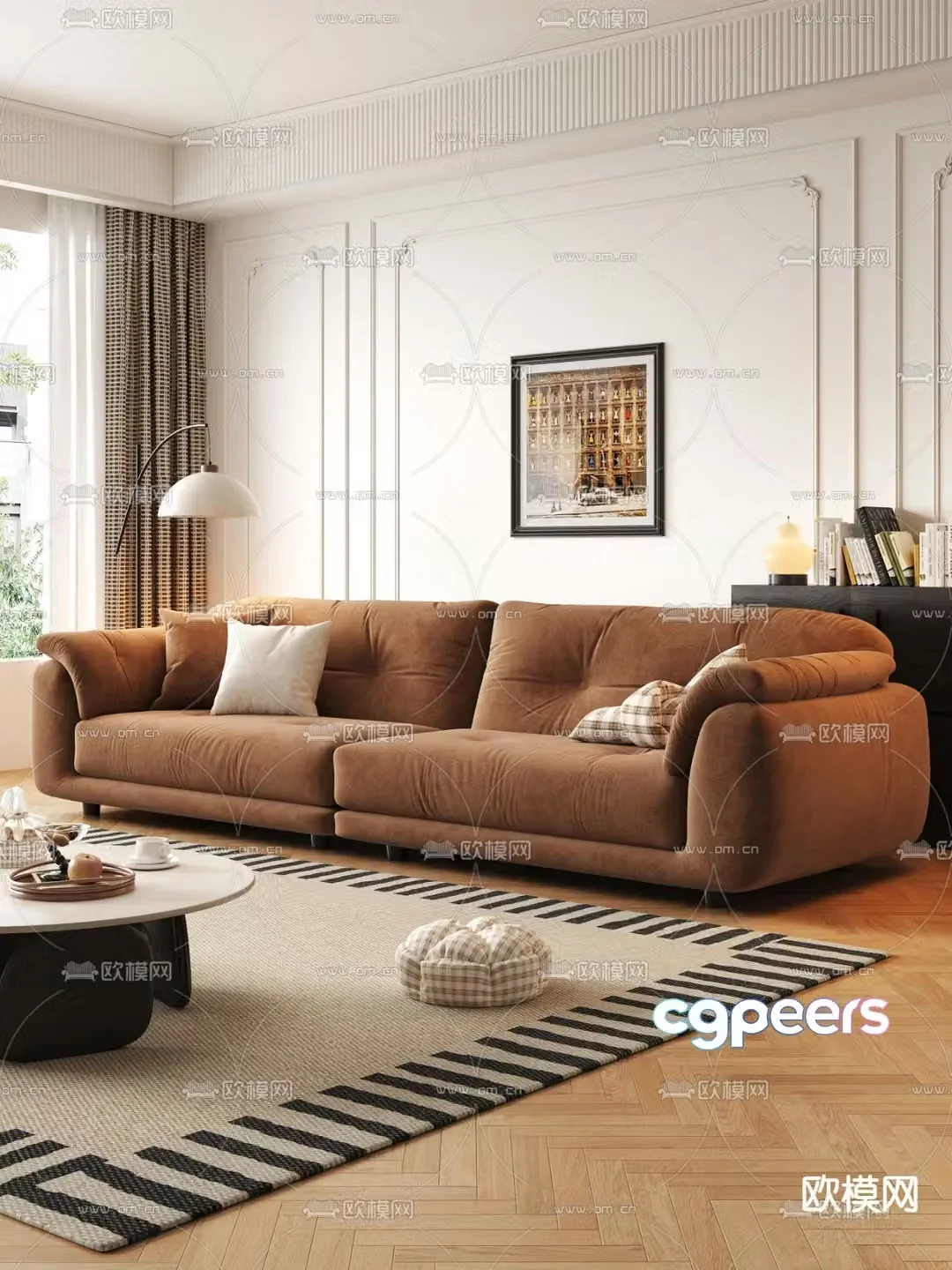 Double sofa upholstered sofa 3d model