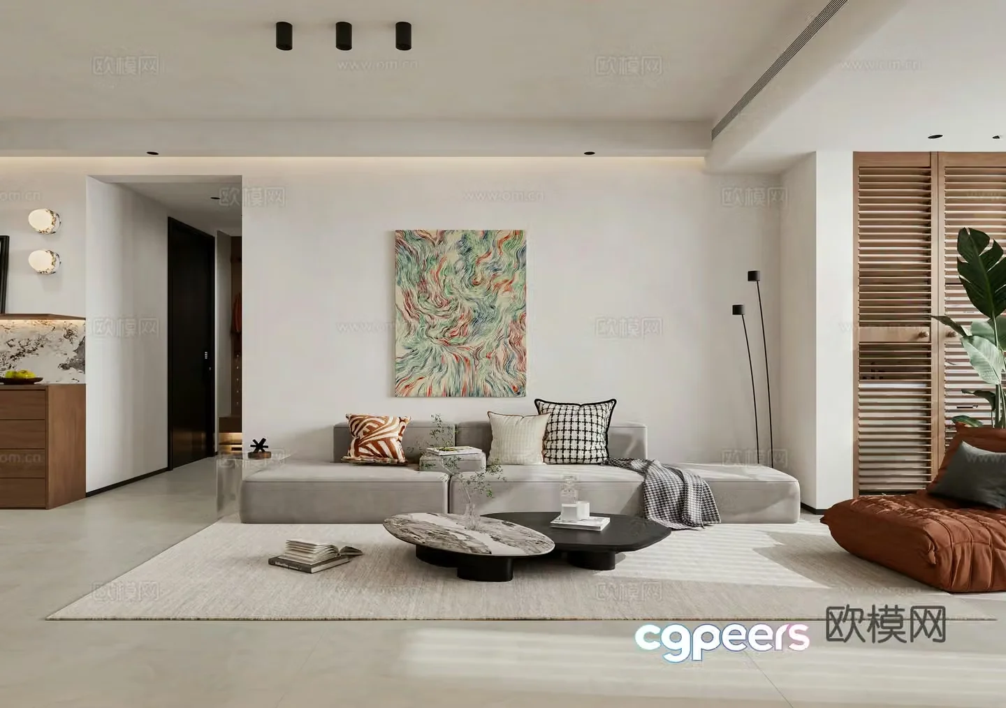 Modern living room Combination sofa Leisure chair Floor lamp Modern living and dining room Simple minimalist 3D model