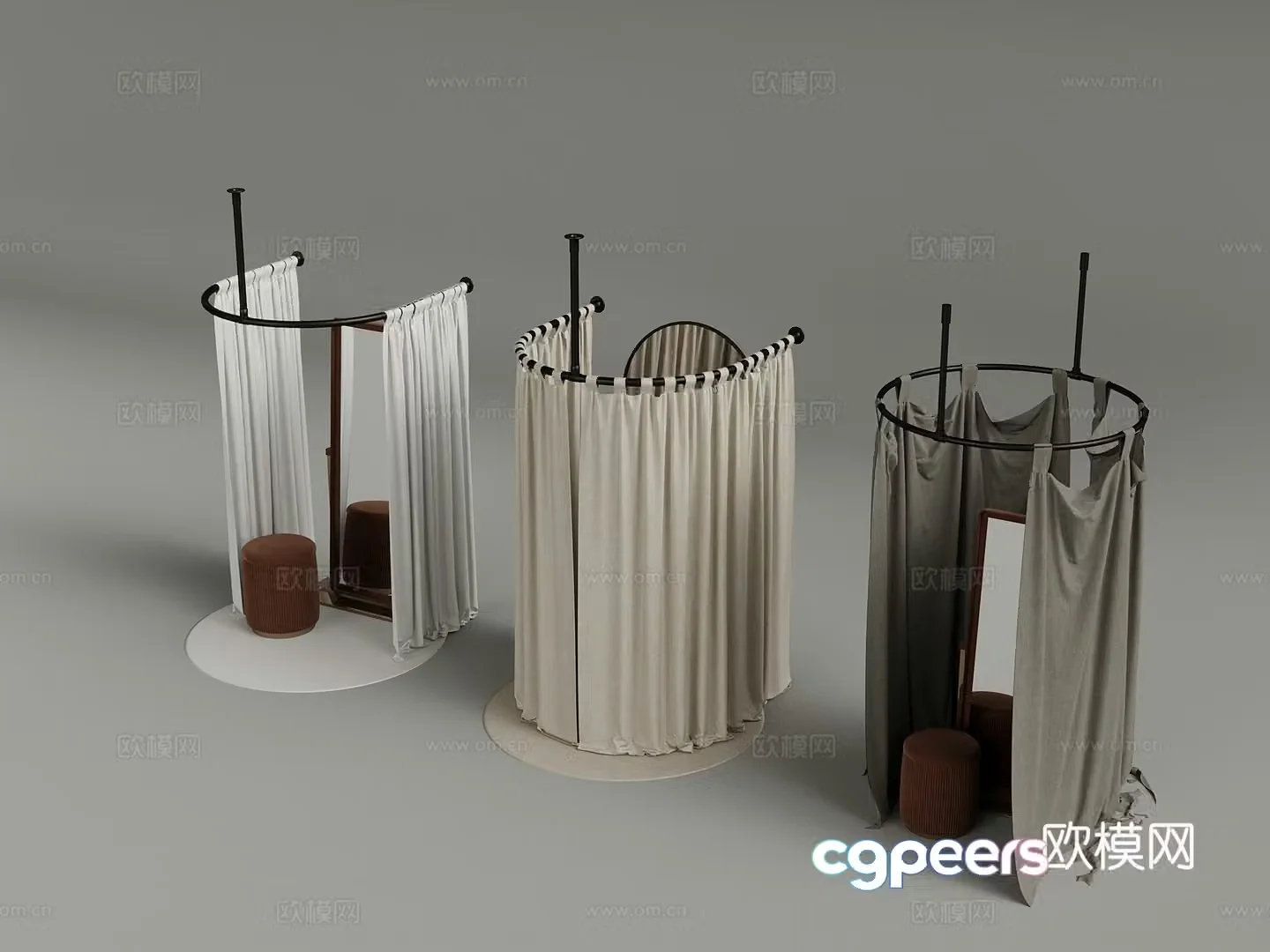 Modern clothing store locker room pull curtain 3d model