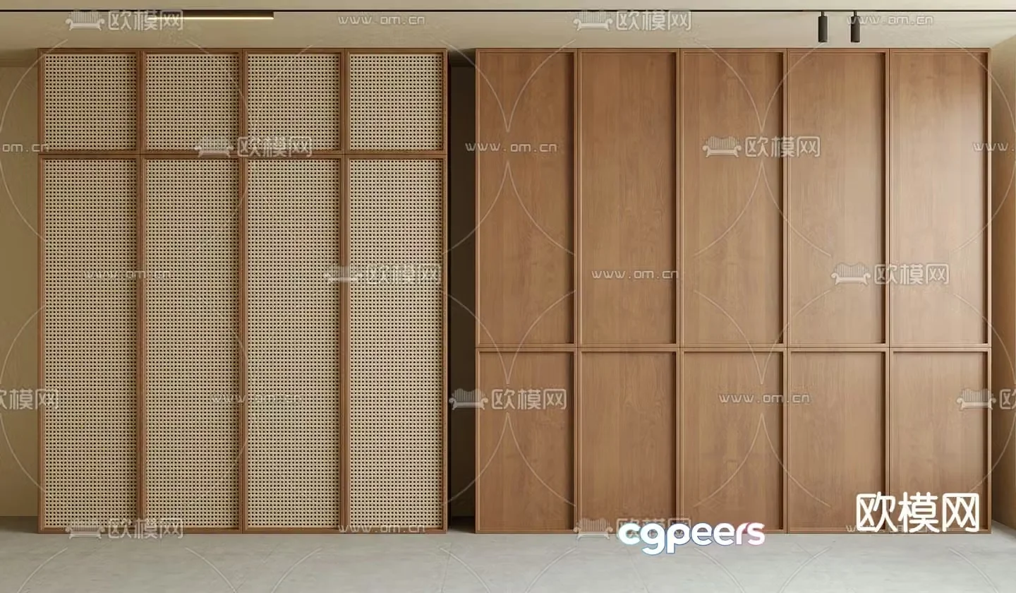 Middle-aged wind wardrobe rattan wardrobe 3d model
