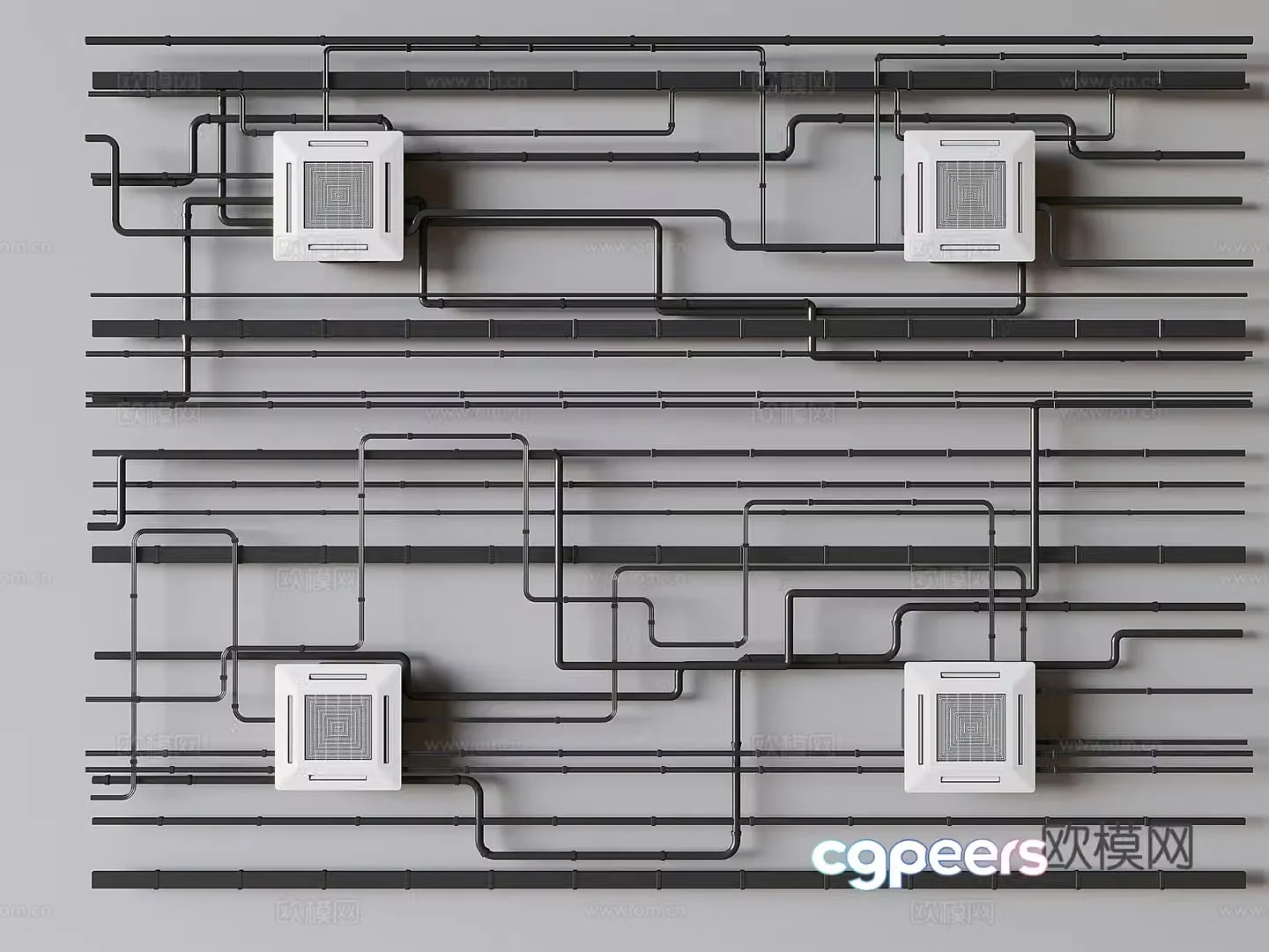 Industrial air duct fire duct ceiling 3D model